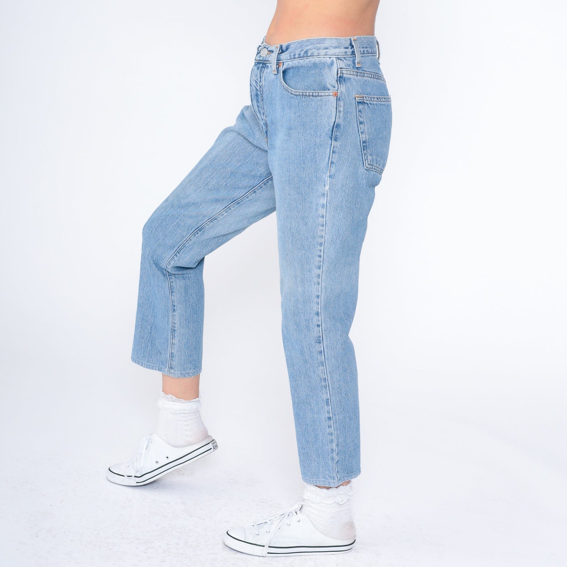 90s Guess Mid Rise Straight Crop Jeans Blue Denim Medium