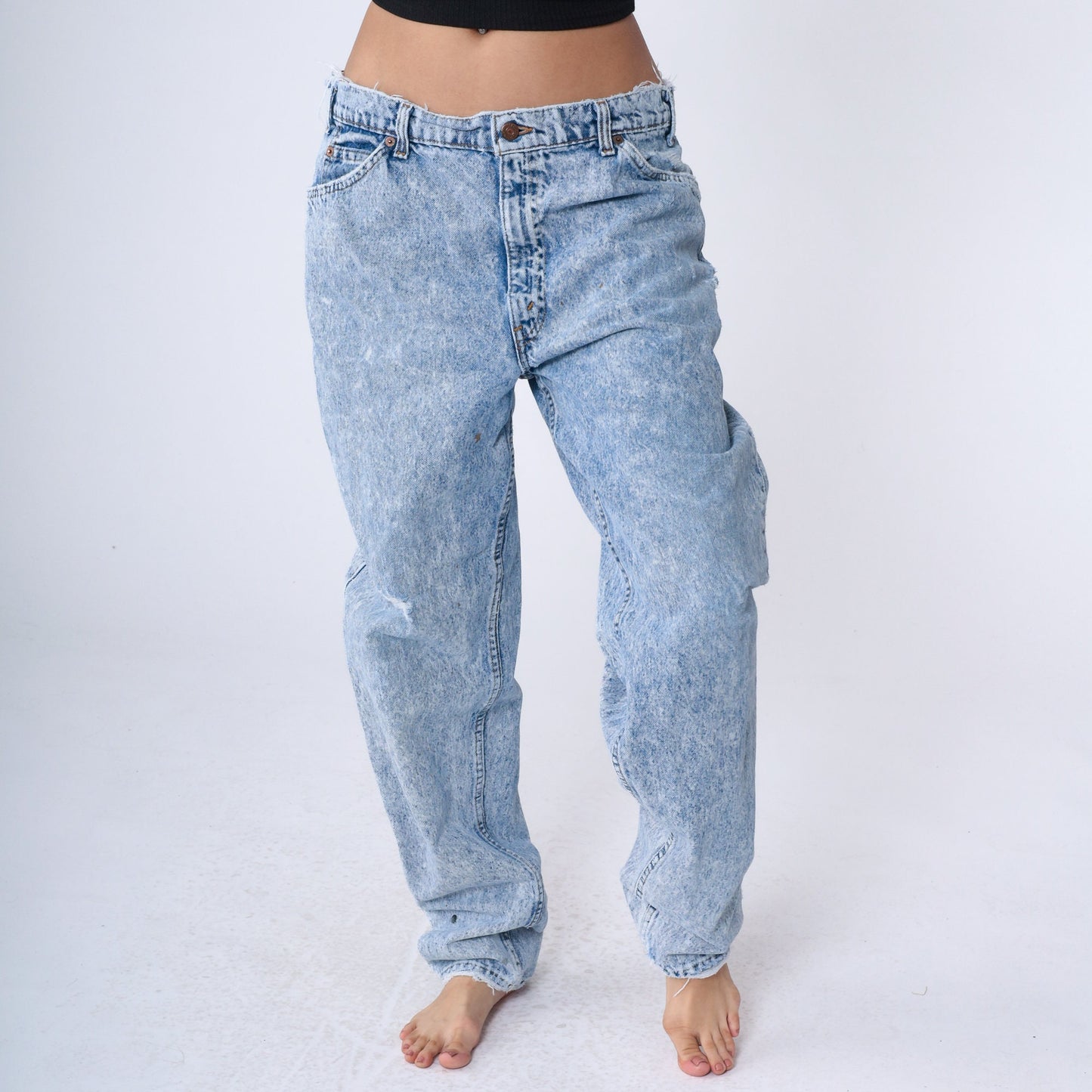 90s Levi's Acid Wash High Rise Jeans Tapered Denim Men's Large 36