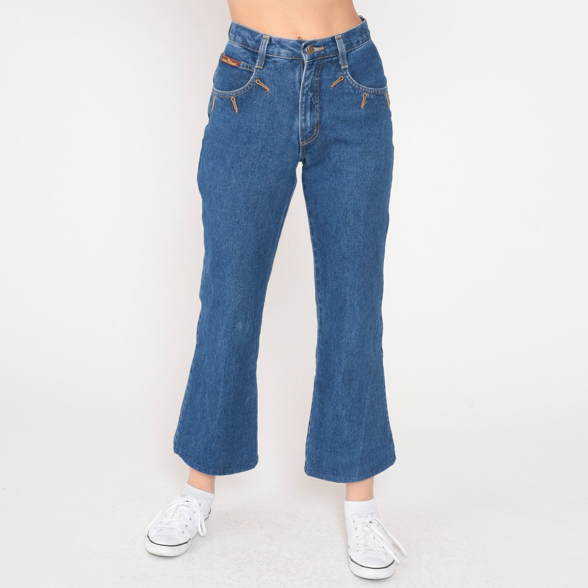80s Carrera Flared Jeans Blue Denim Mid Rise 23 Waist XXS
