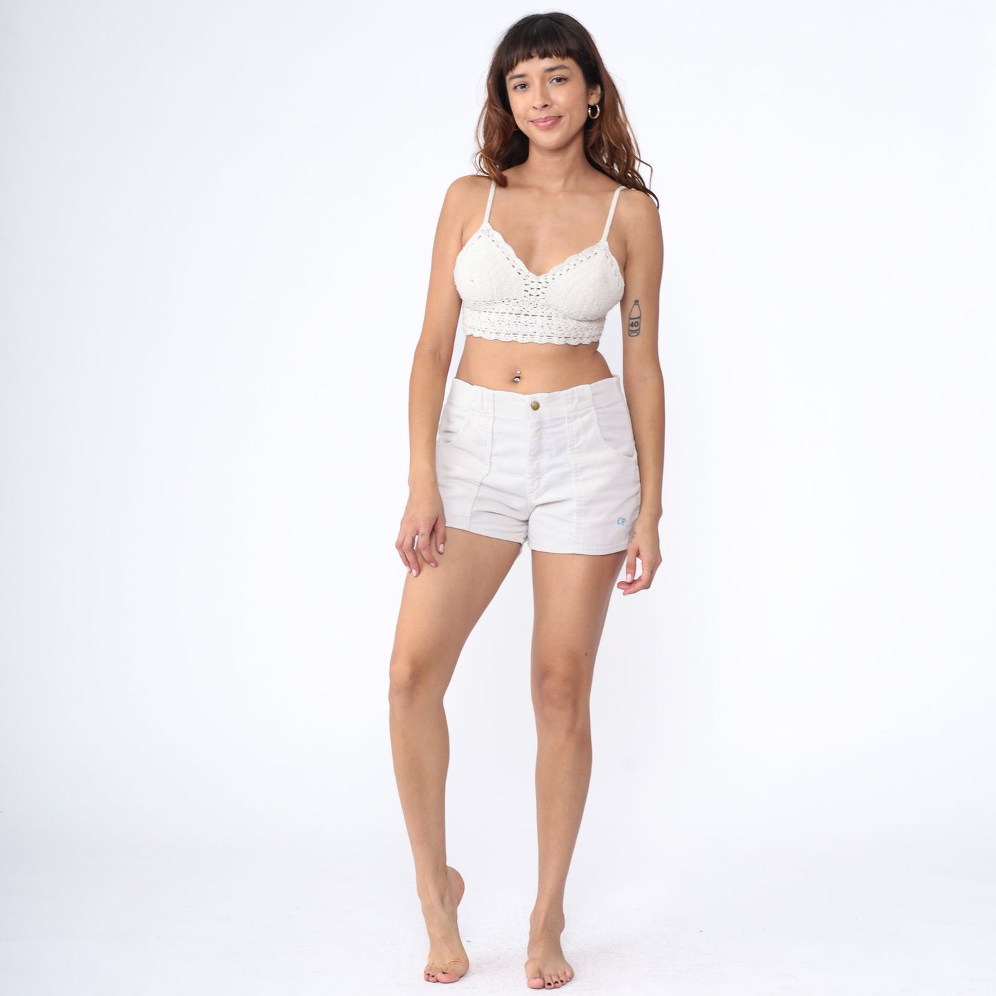 80s Ocean Pacific White Corduroy Shorts Mid Rise Surf Mens 32