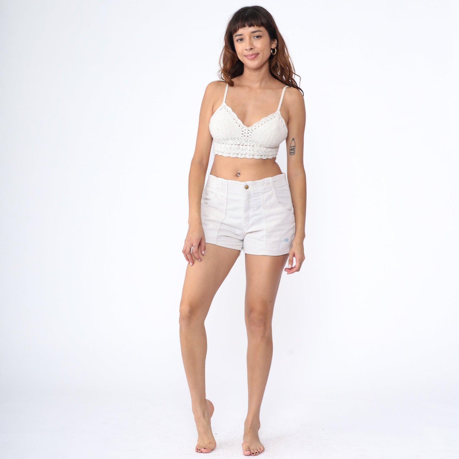 80s Ocean Pacific White Corduroy Shorts Mid Rise Surf Mens 32