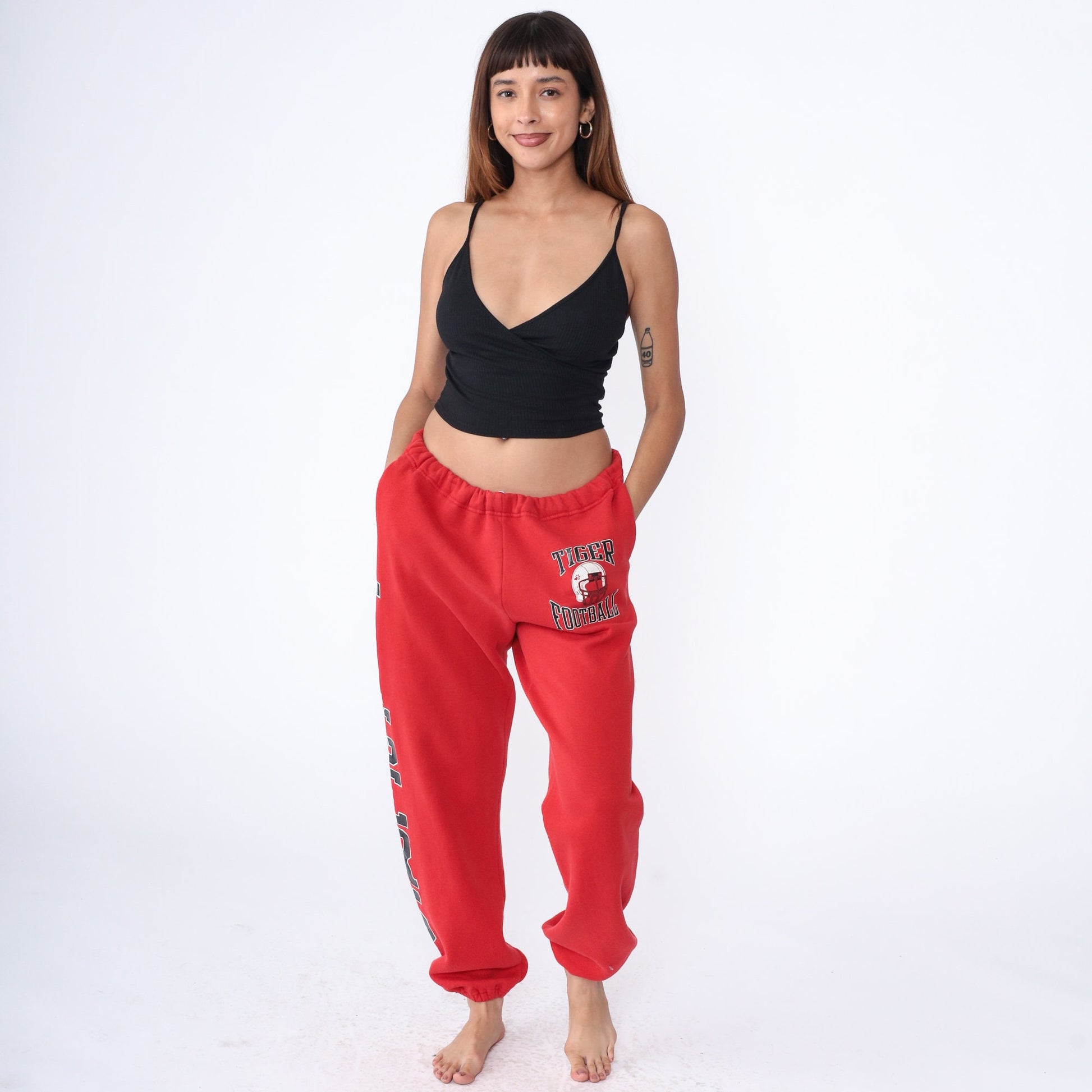 90s Russell Athletic Tiger Football Sweatpants Red Extra Large XXL