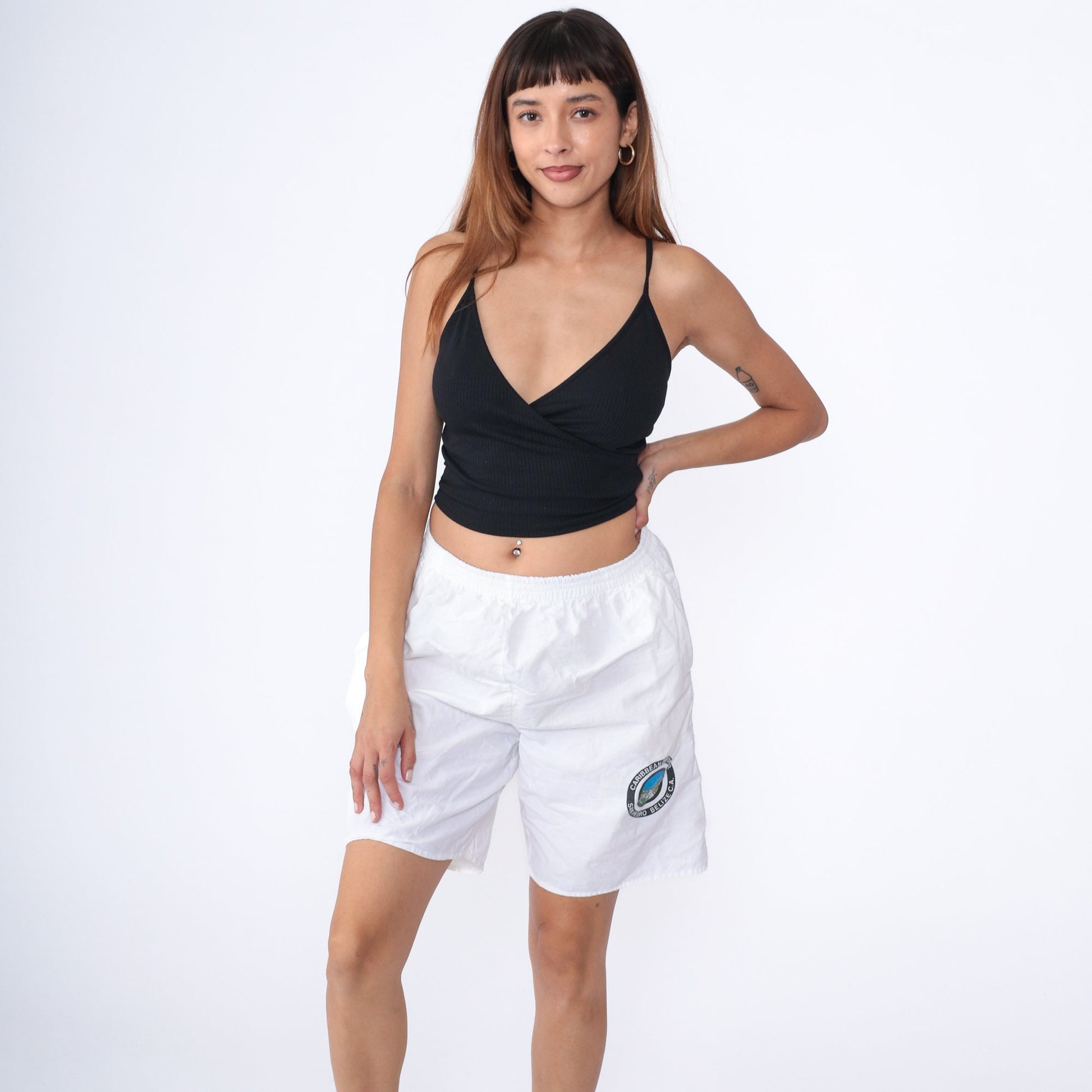 90s Belize San Pedro Scuba Diver Graphic Shorts White Cotton Small Medium
