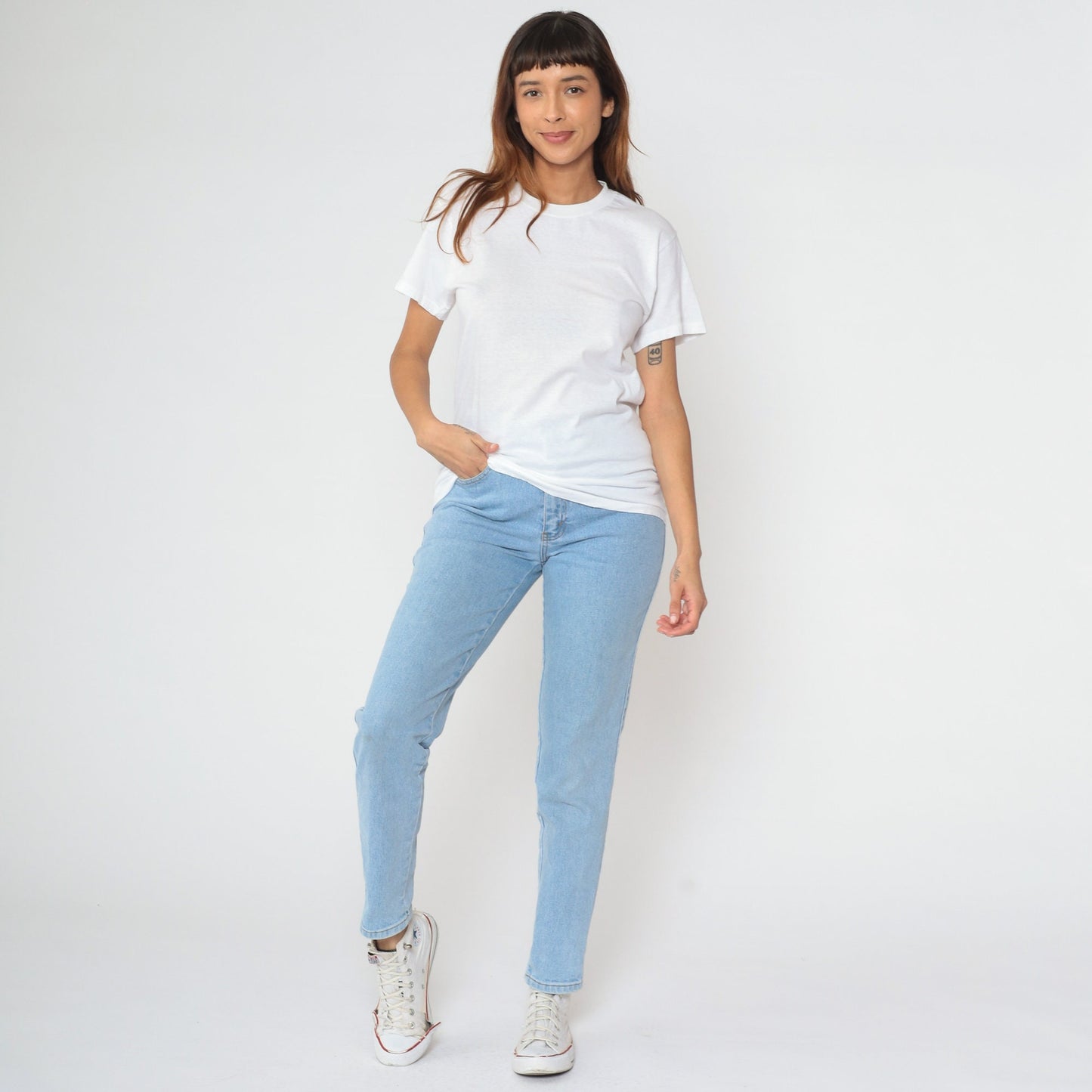 80s Jockey White Crewneck T-Shirt Cotton Blend Small