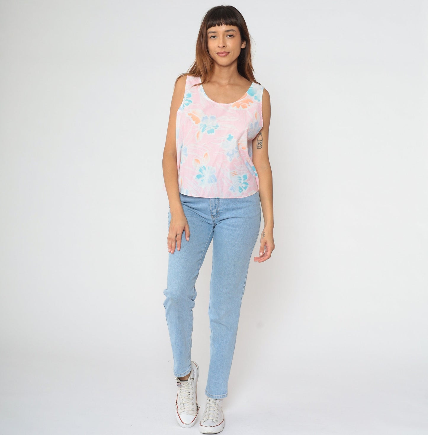90s Hilo Hattie Tropical Floral Tank Top Pink Hibiscus Print Extra Large XXL