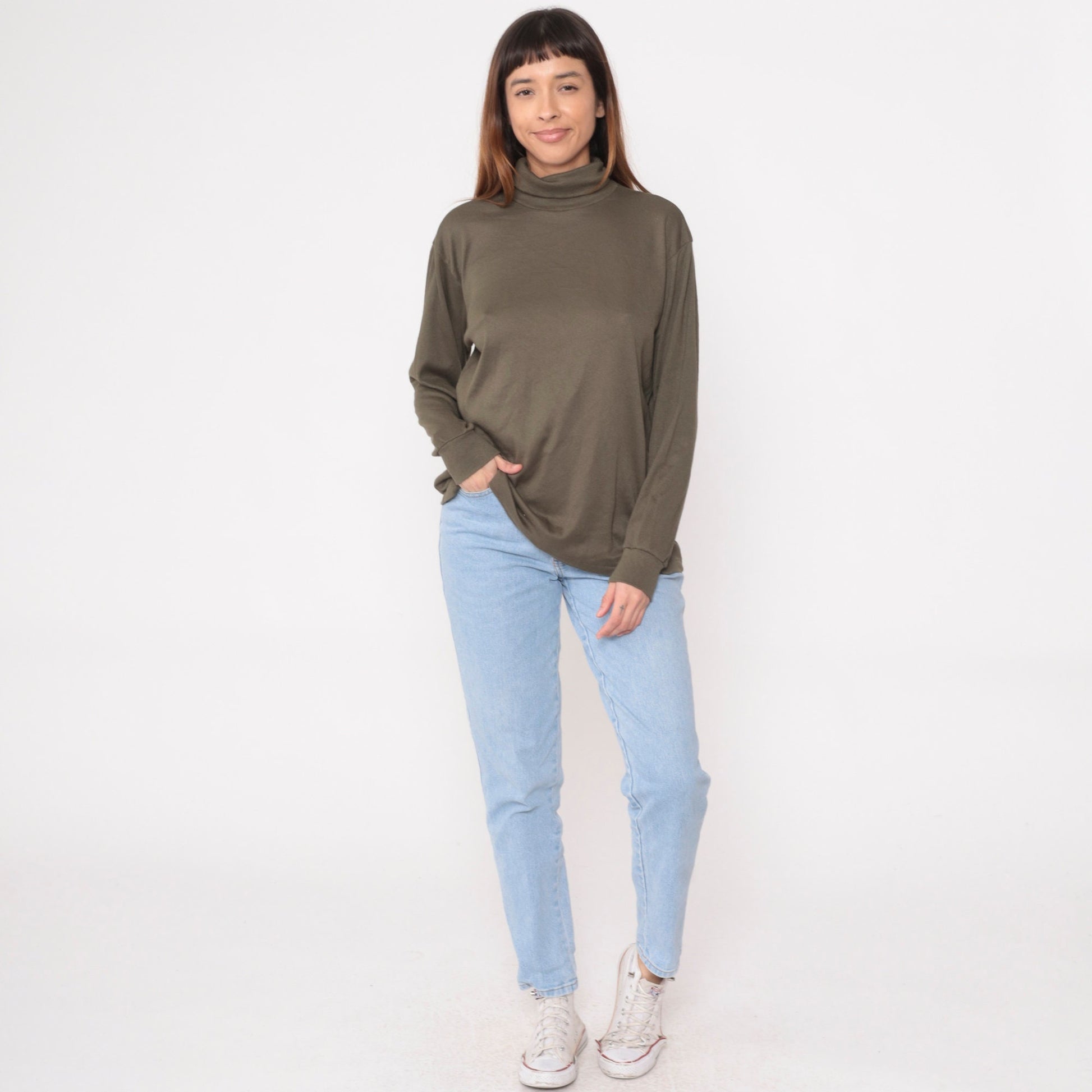 90s Bobbie Brooks Brown Turtleneck Long Sleeve Shirt Large L