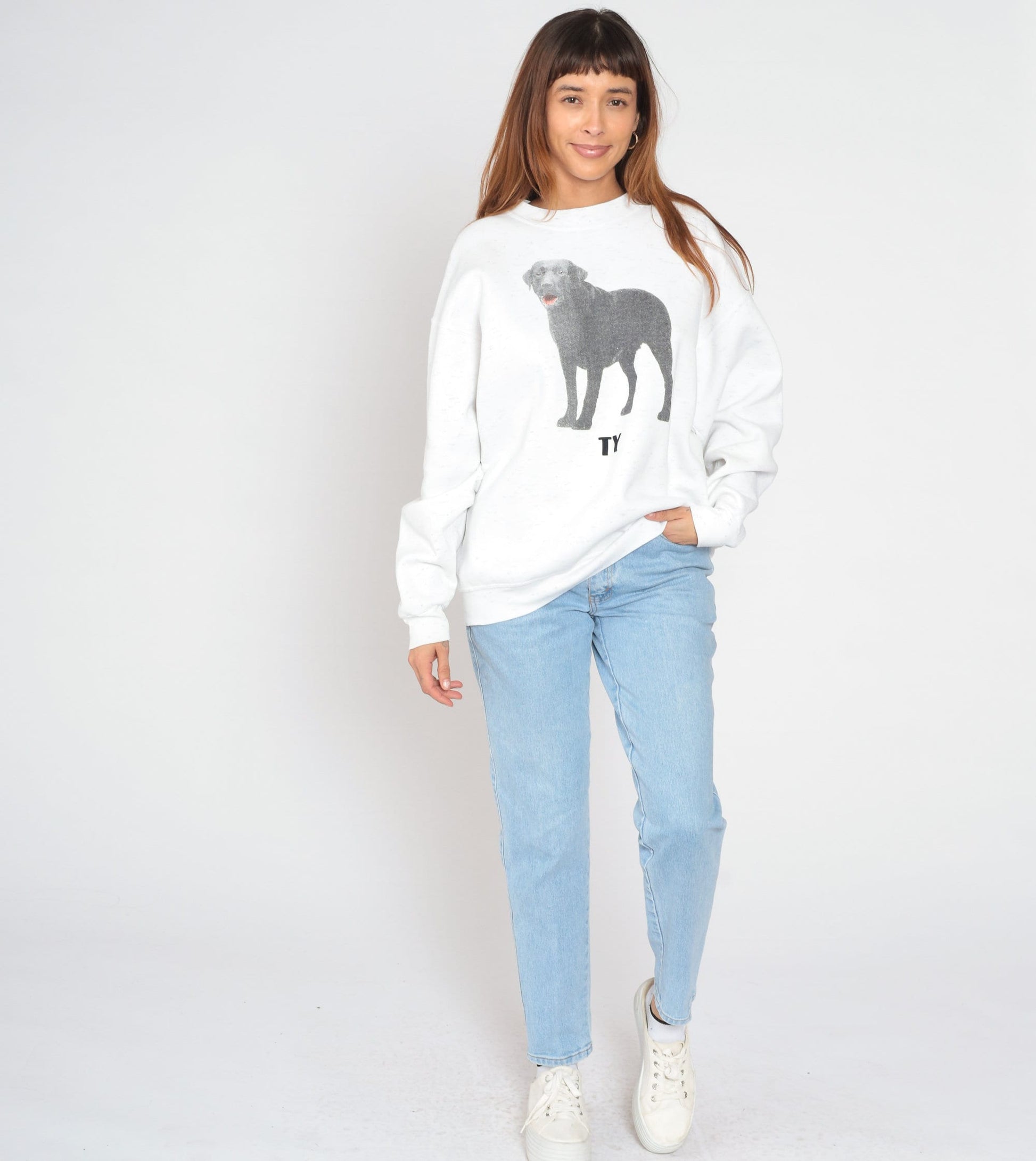 90s Ty Black Labrador Retriever Sweatshirt White Graphic Crewneck Extra Large XXL