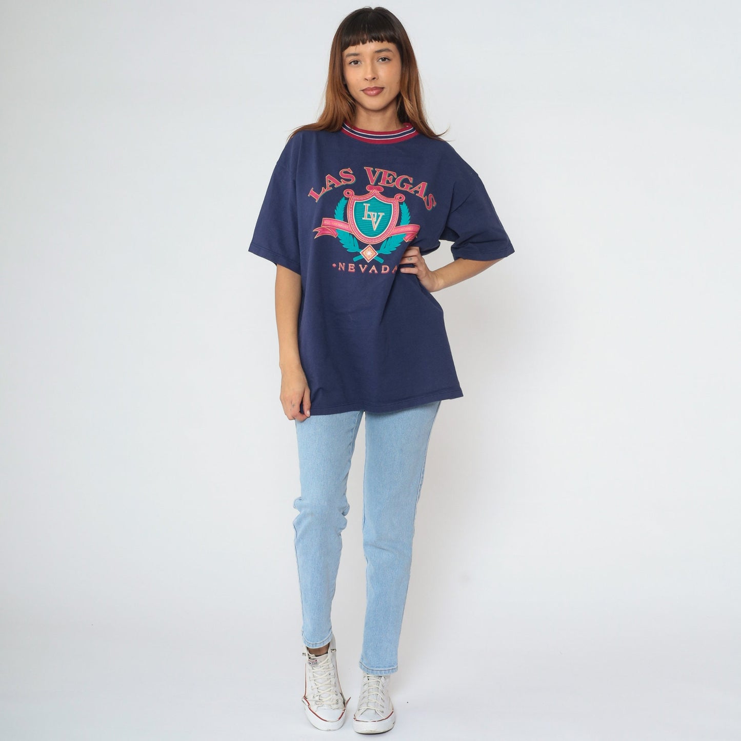 90s Las Vegas Nevada Graphic T-Shirt Navy Cotton Extra Large XL