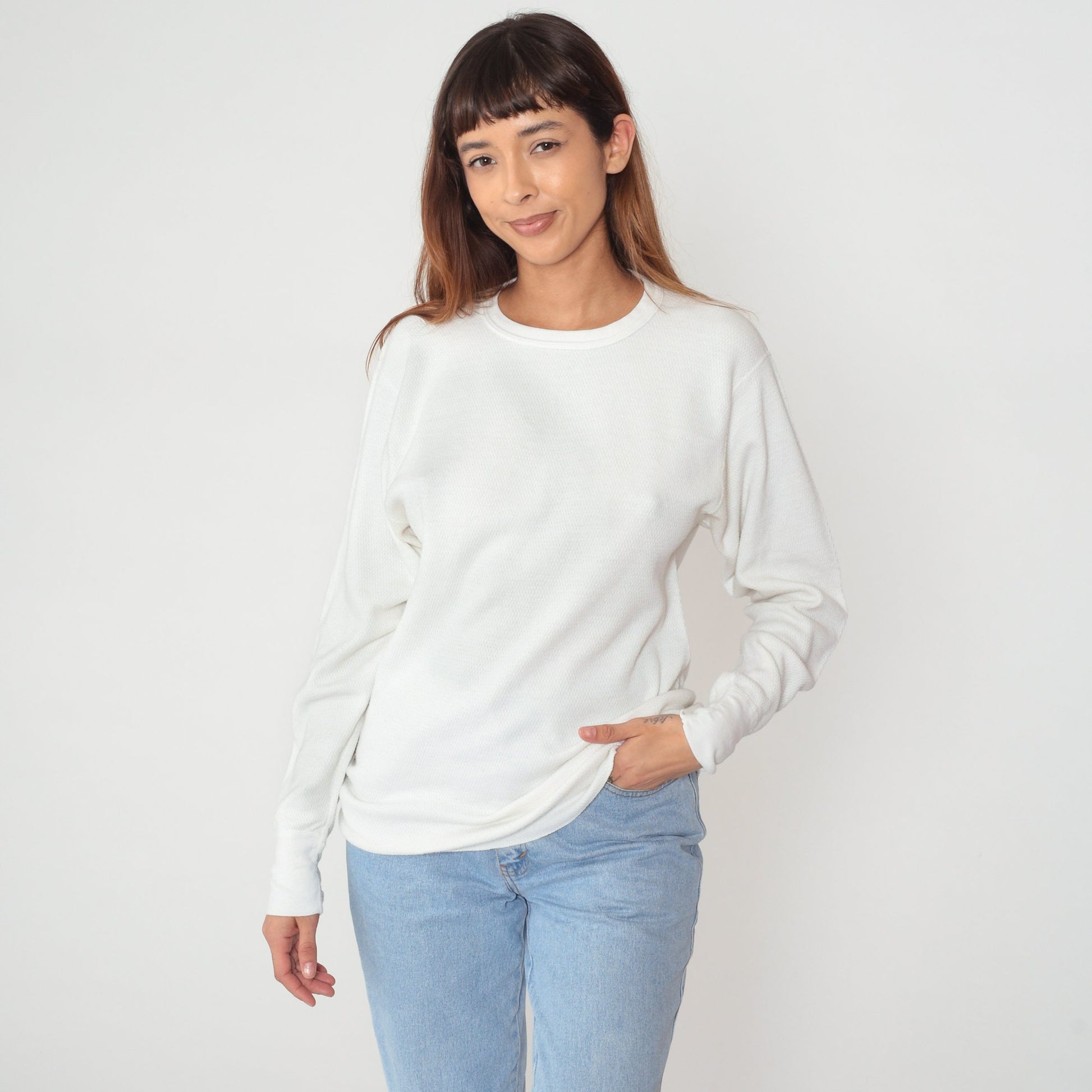 90s High Sierra White Thermal Waffle Knit Long Sleeve Tee Extra Large