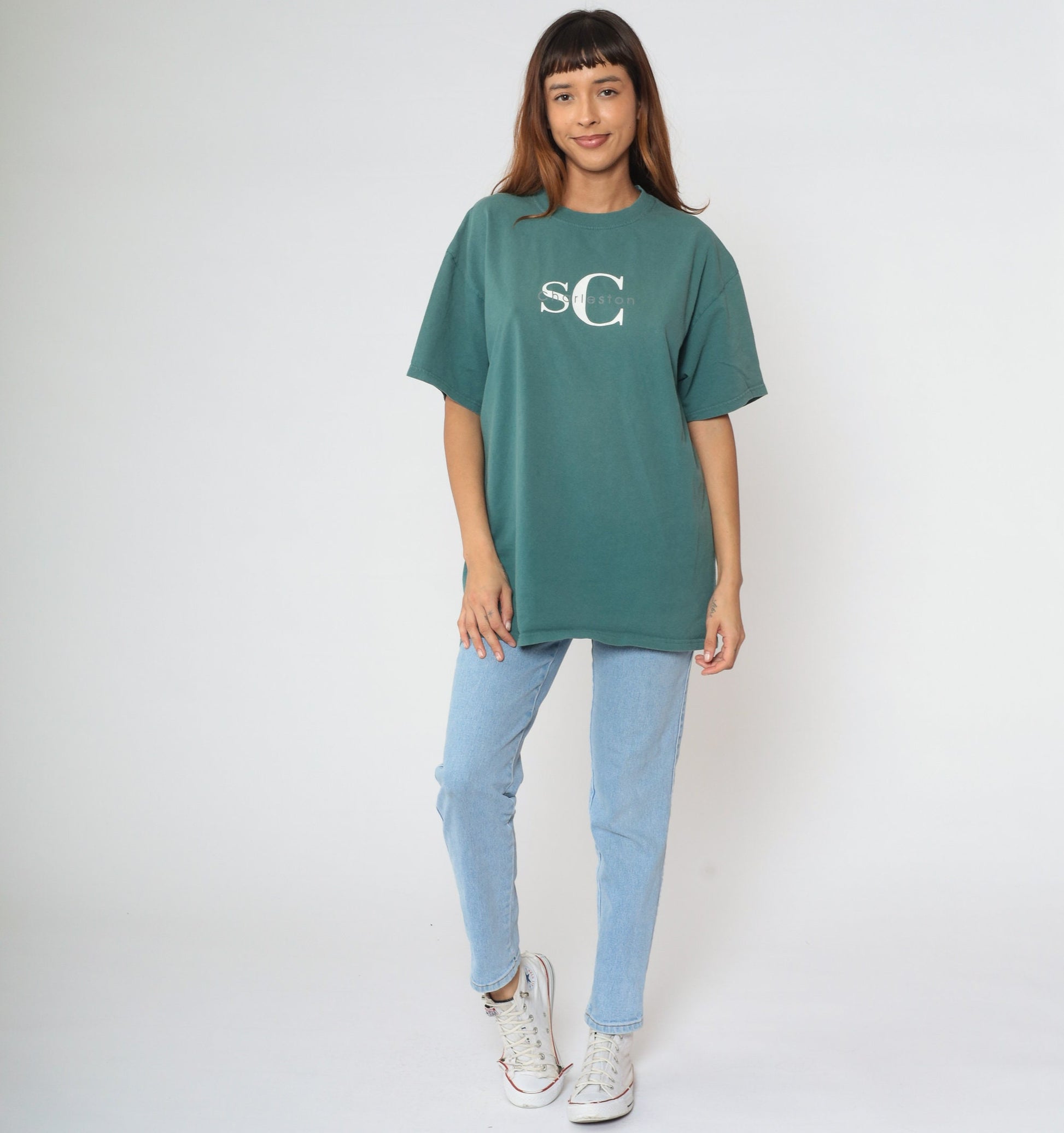90s Charleston South Carolina Graphic Cotton T-Shirt Green Extra Large