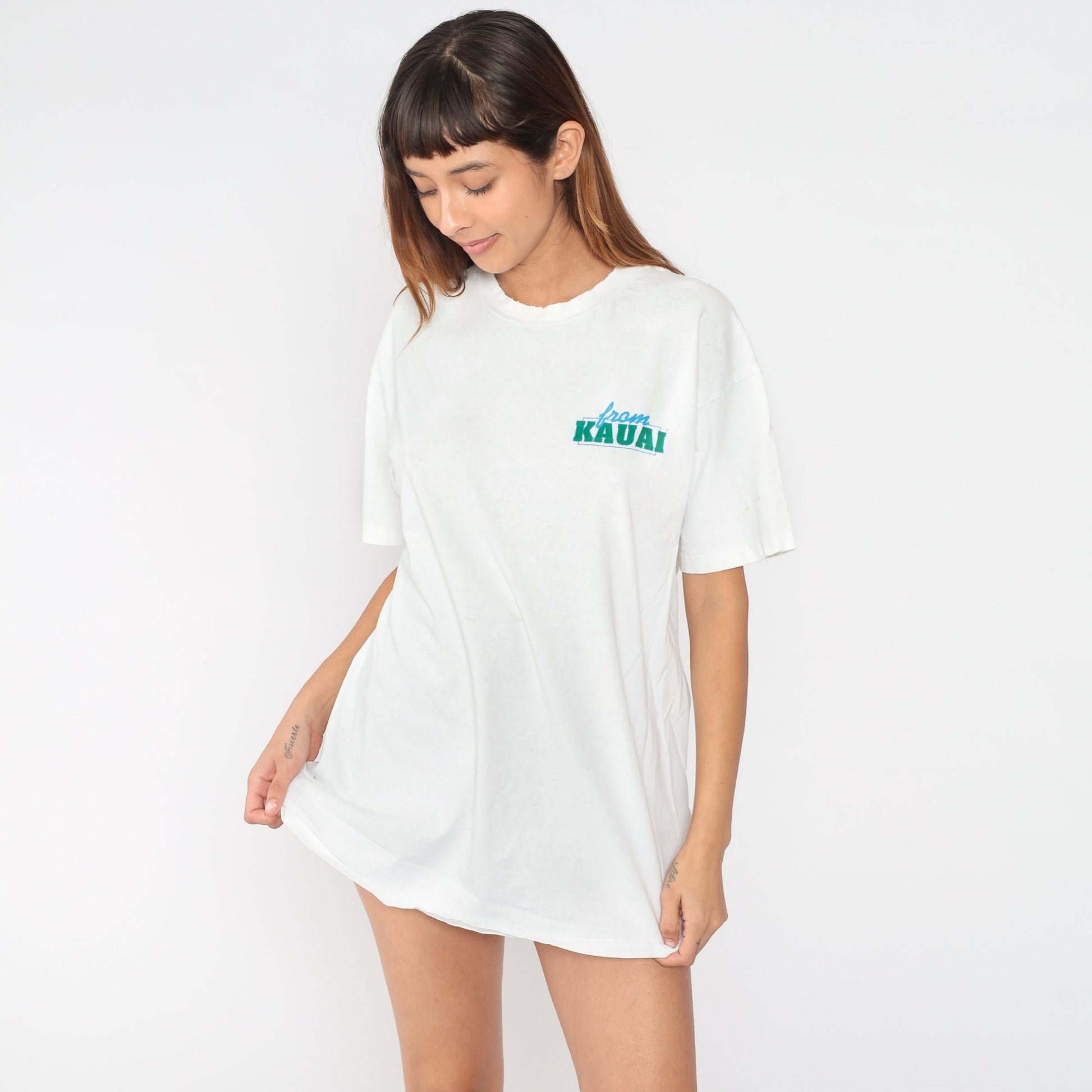 90s Kauai Hawaii Windsurfing Graphic T-Shirt White Cotton Hanes Extra Large XXL