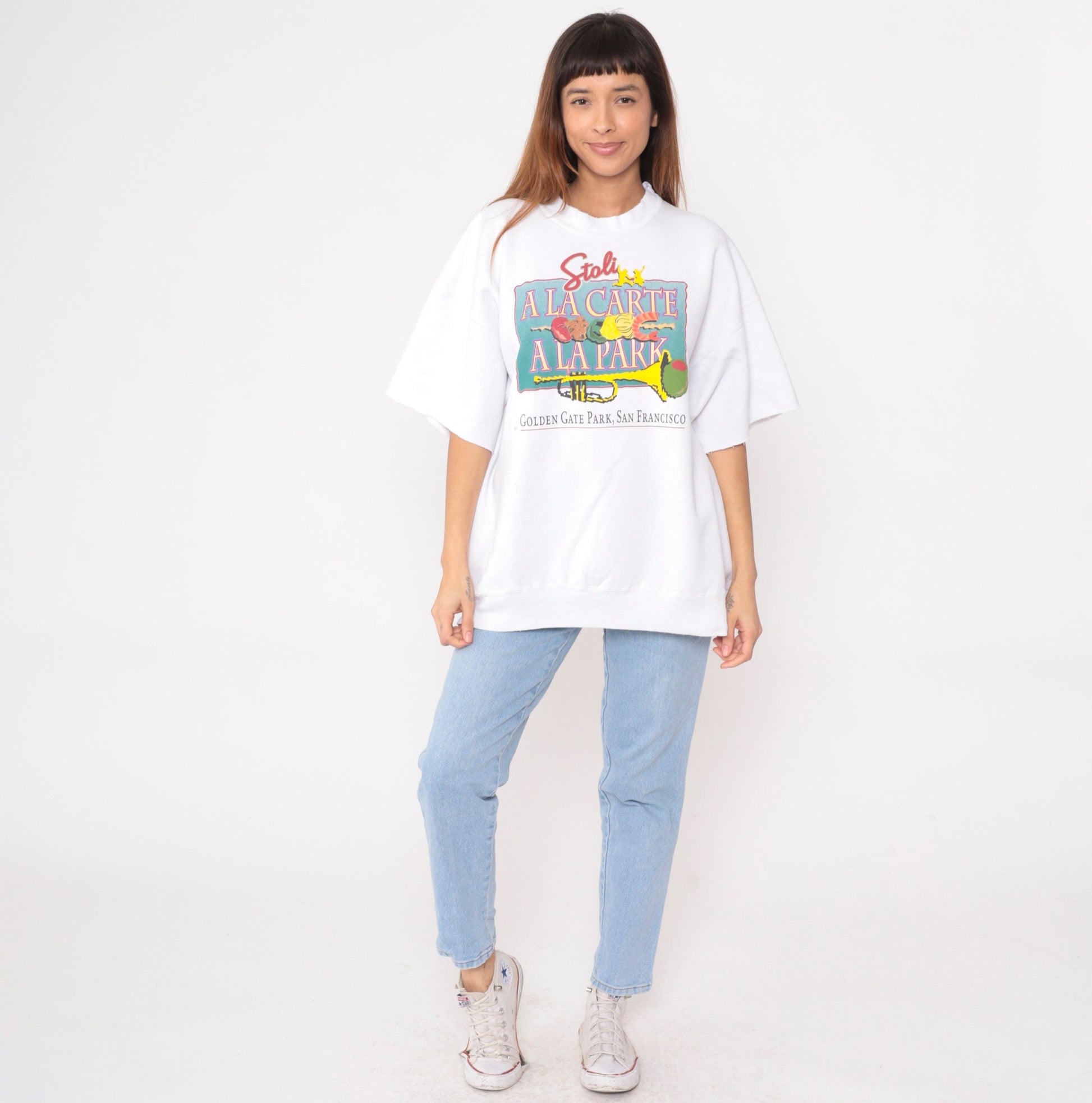 90s Stoli a la Carte San Francisco Festival Sweatshirt White Cutoff XXL