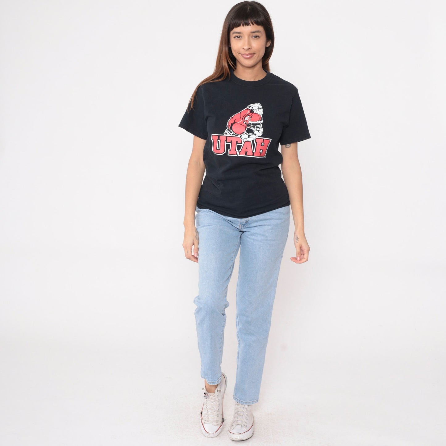 Y2K University of Utah Football Graphic Tee Black Cotton Small S
