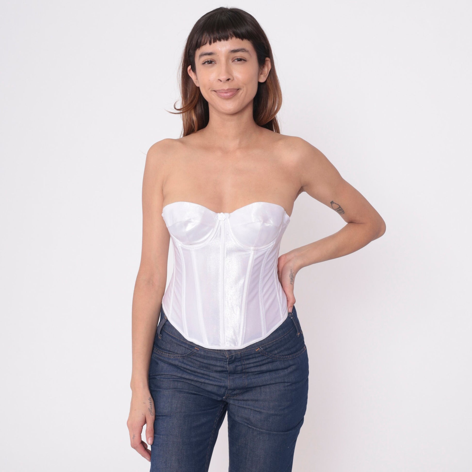 90s Fredericks of Hollywood White Bustier Strapless Corset Top 34B