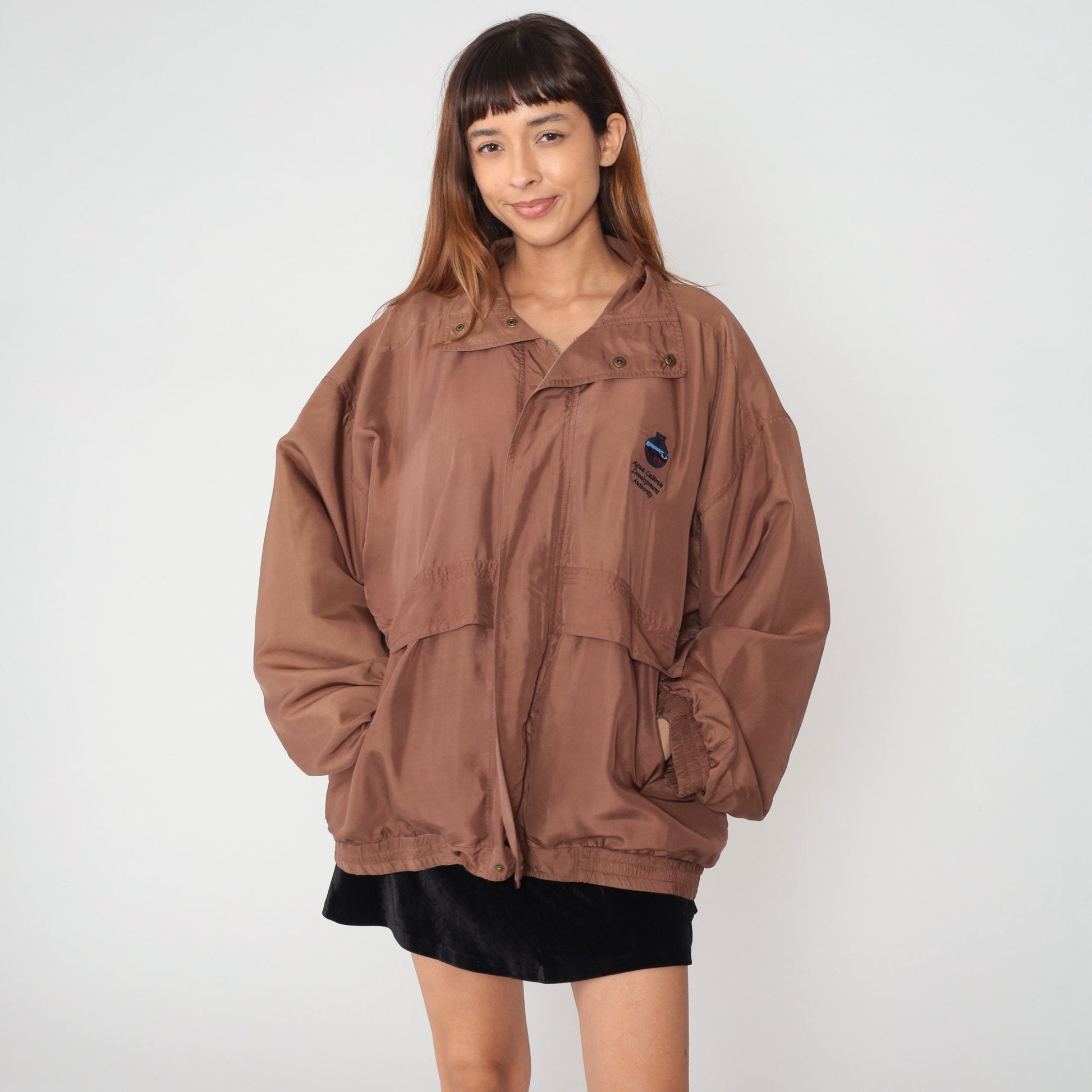 90s Agua Caliente Development Authority Silk Windbreaker Brown Large