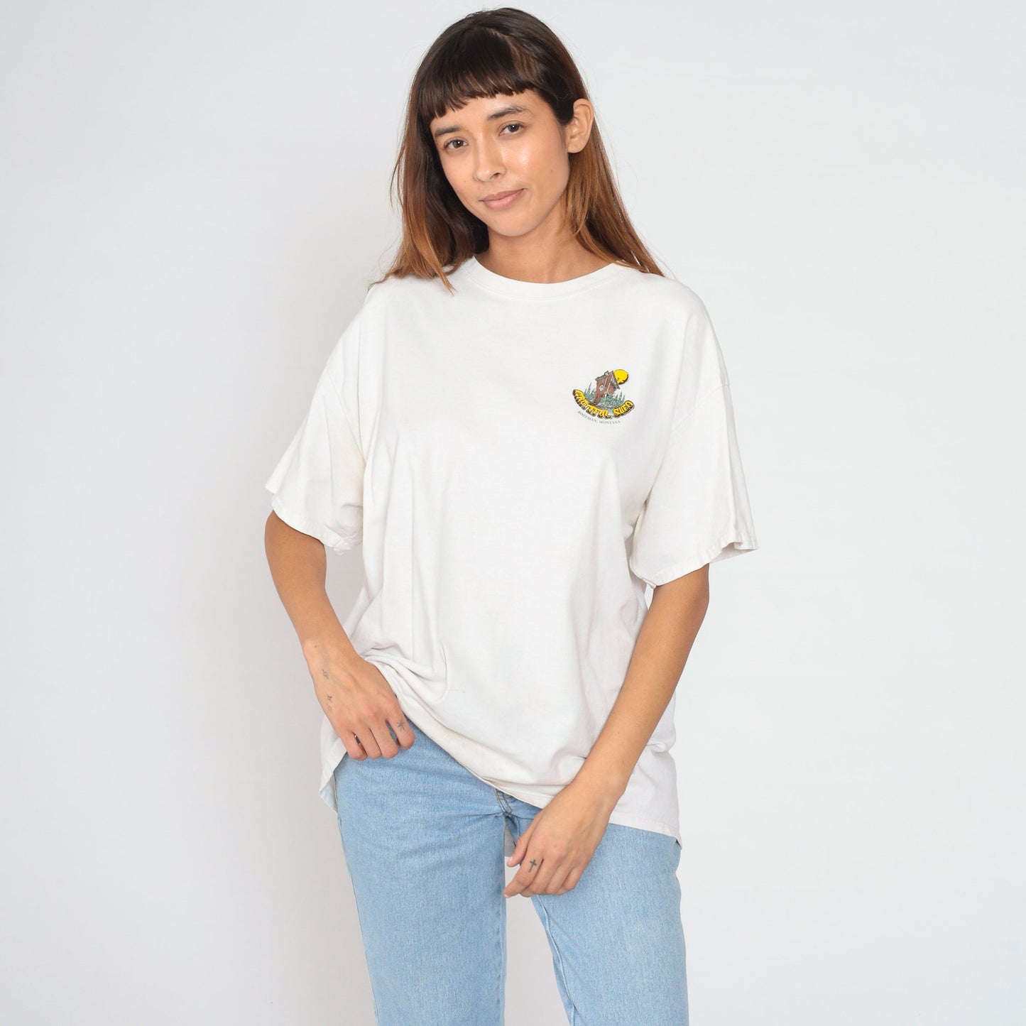 Y2K Grateful Shed Bozeman Montana Graphic T-Shirt White Cotton Extra Large XL