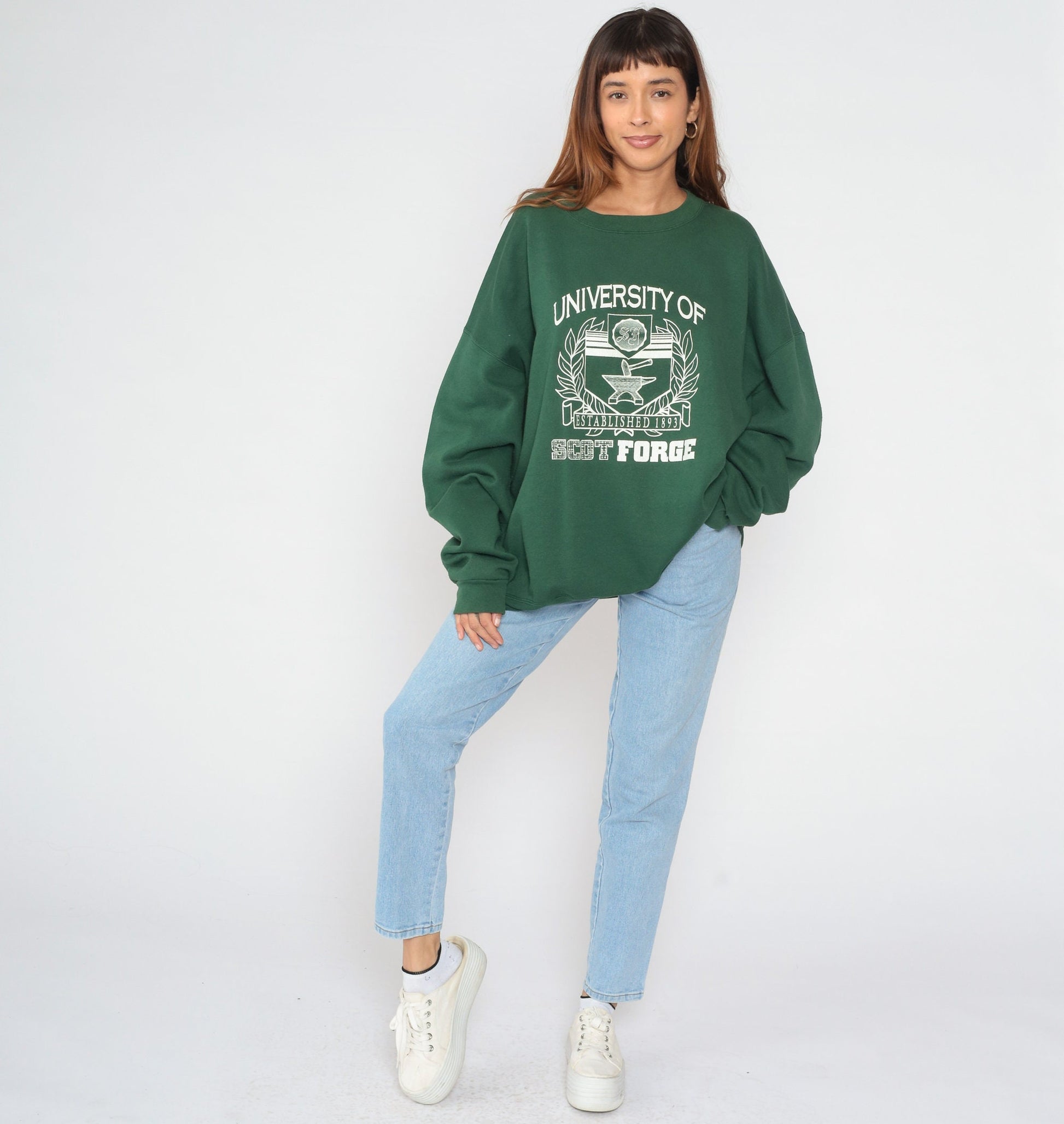 90s University of Scot Forge Metalsmith Sweatshirt Green Graphic Crewneck XXL