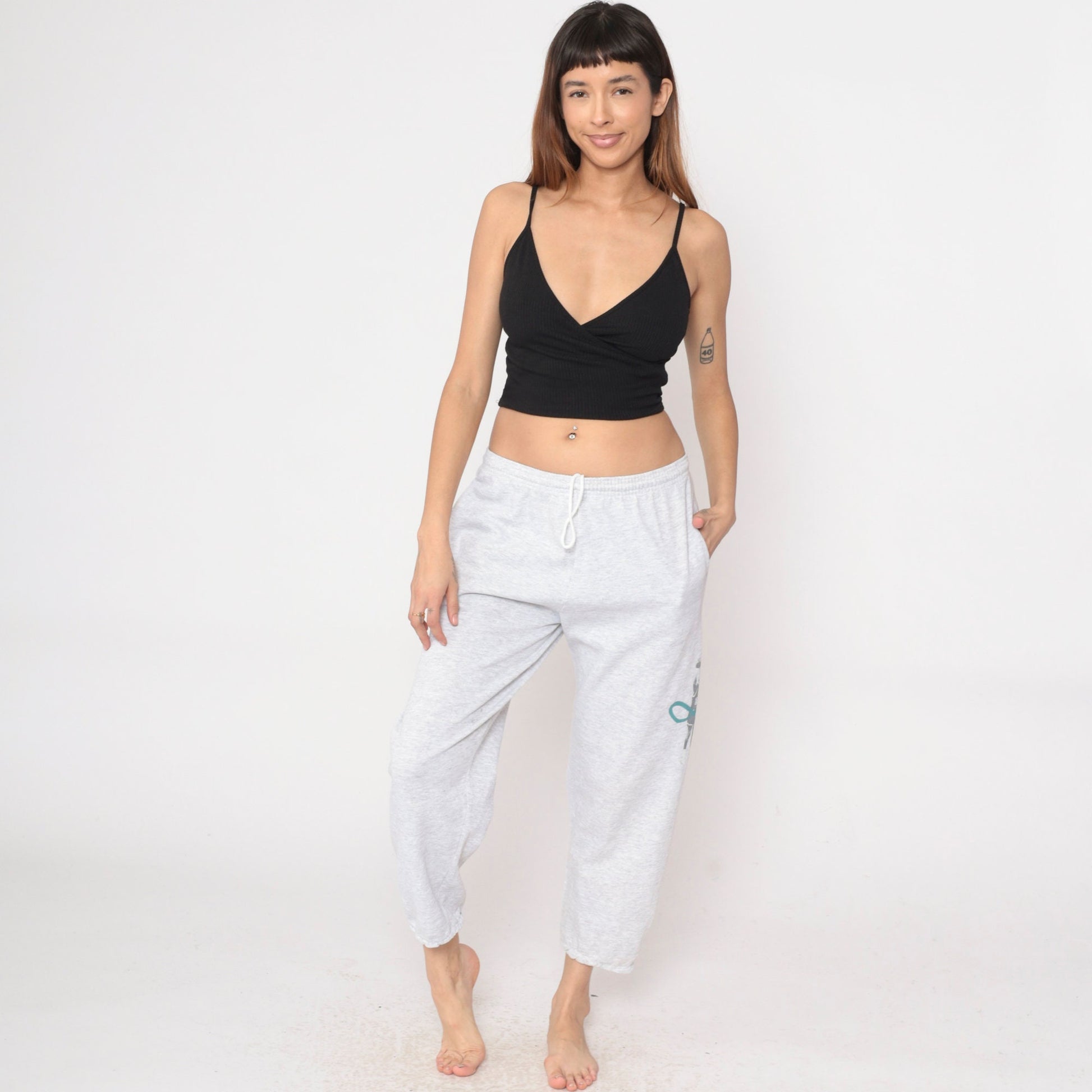 90s Nike Michael Jordan Sweatpants Grey Graphic Warmup Medium