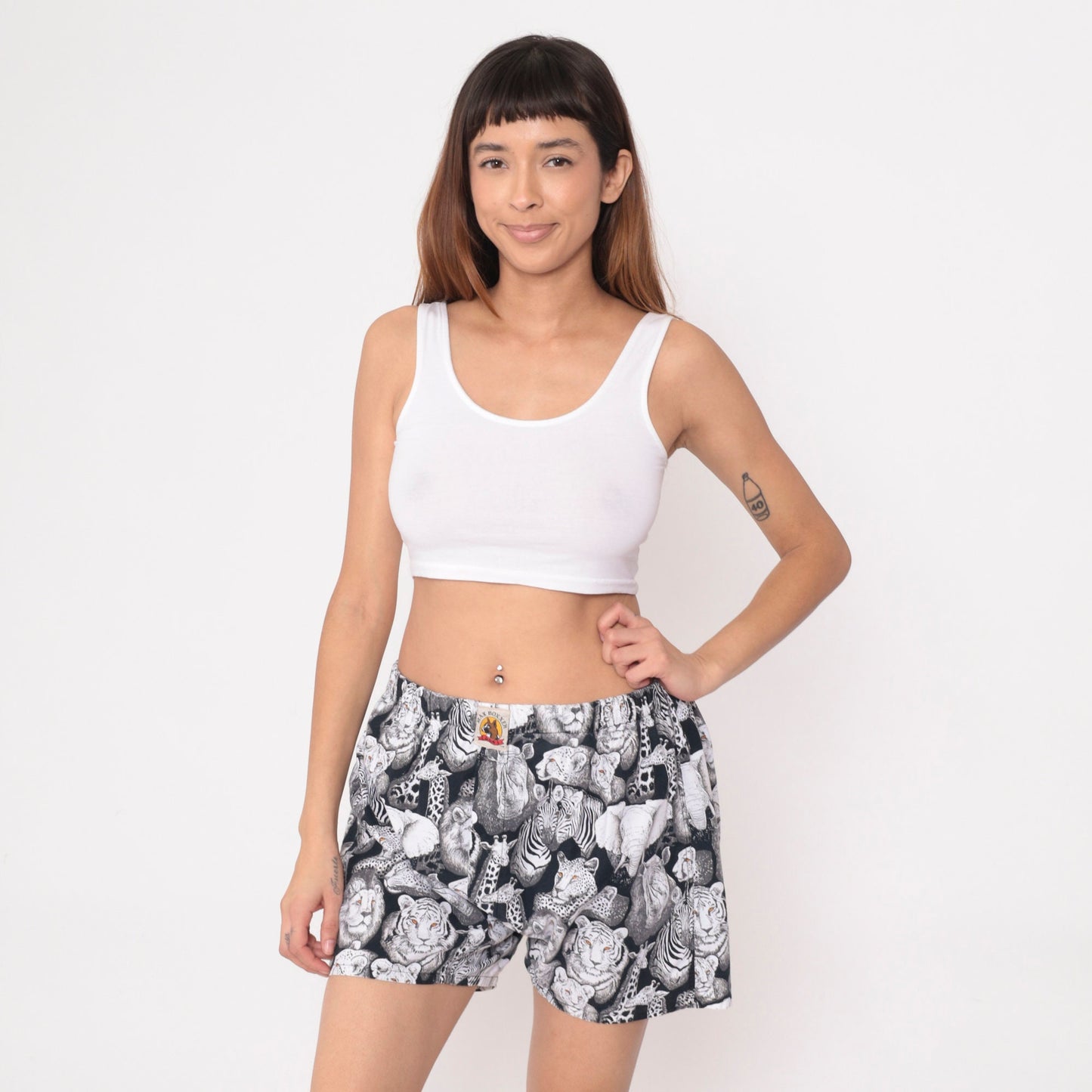 90s Max Boxxer Safari Animal Print Boxer Shorts Black Medium M
