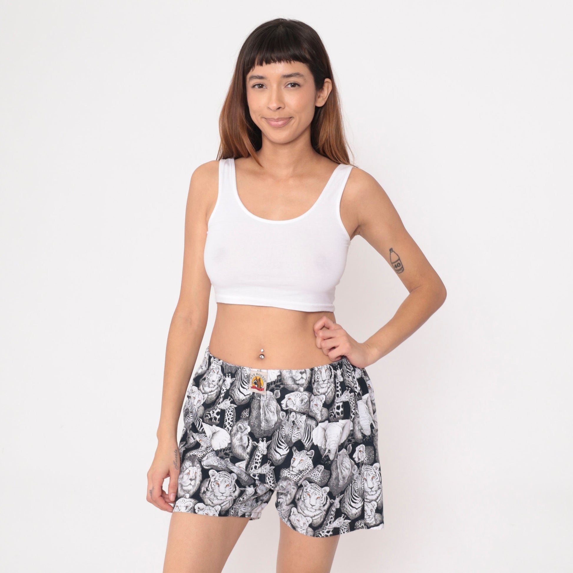 90s Max Boxxer Safari Animal Print Boxer Shorts Black Medium M