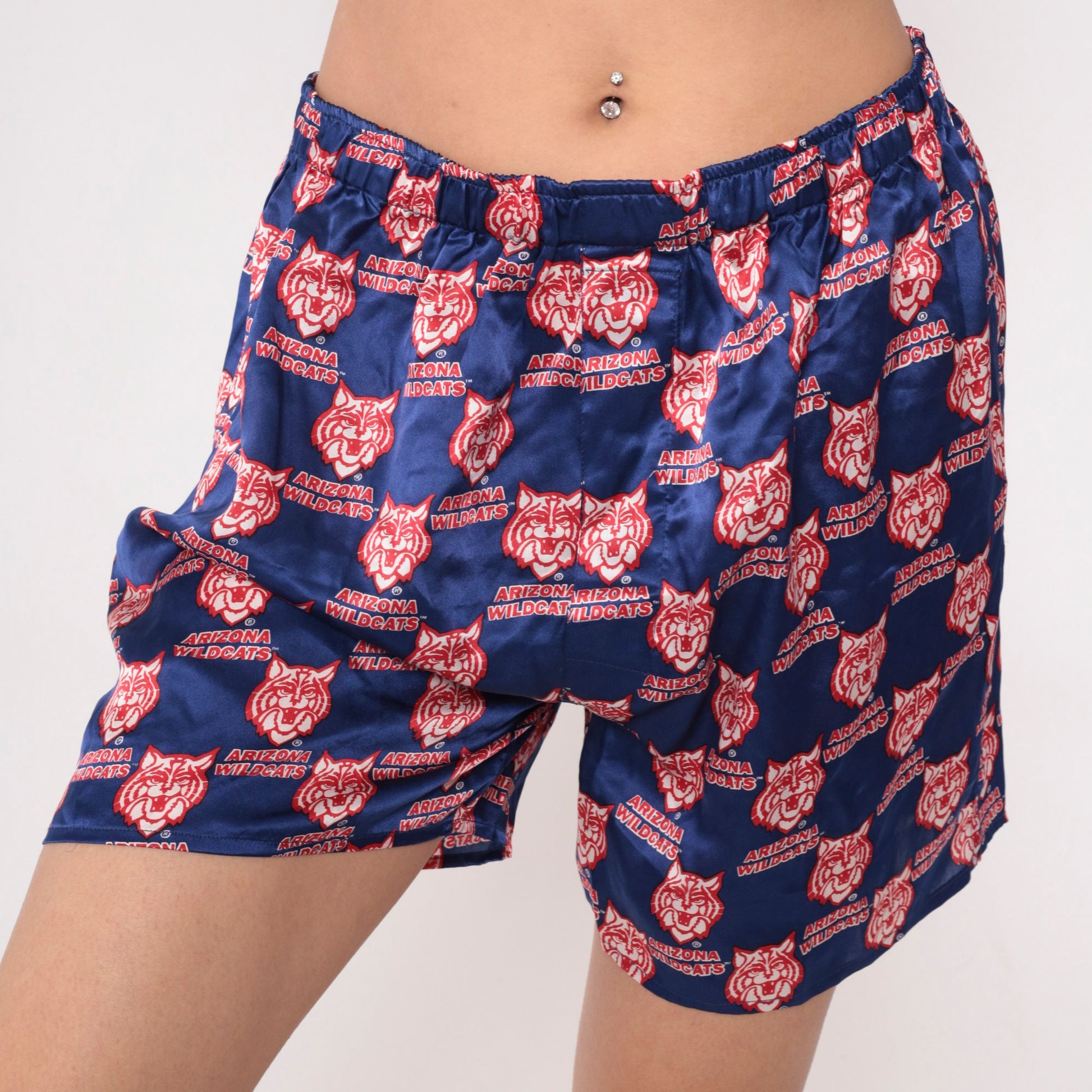 90s Arizona Wildcats Silk Boxer Shorts University Blue Large