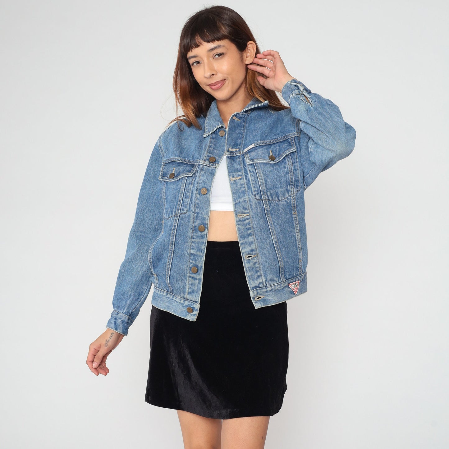 90s Guess Georges Marciano Denim Jacket Blue Button-Up Small S