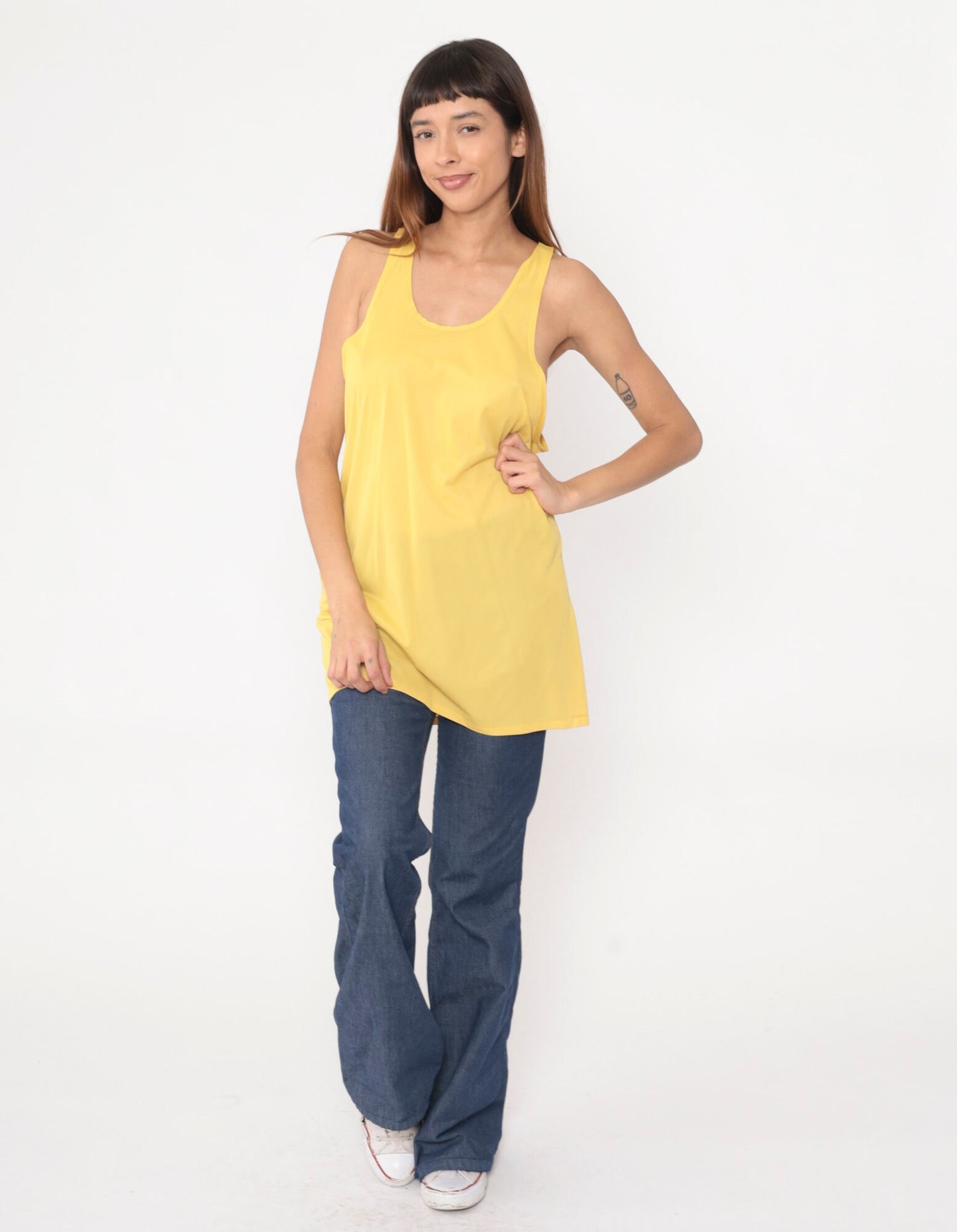 80s Munsingwear Yellow Tank Top Single Stitch Low Armhole Medium