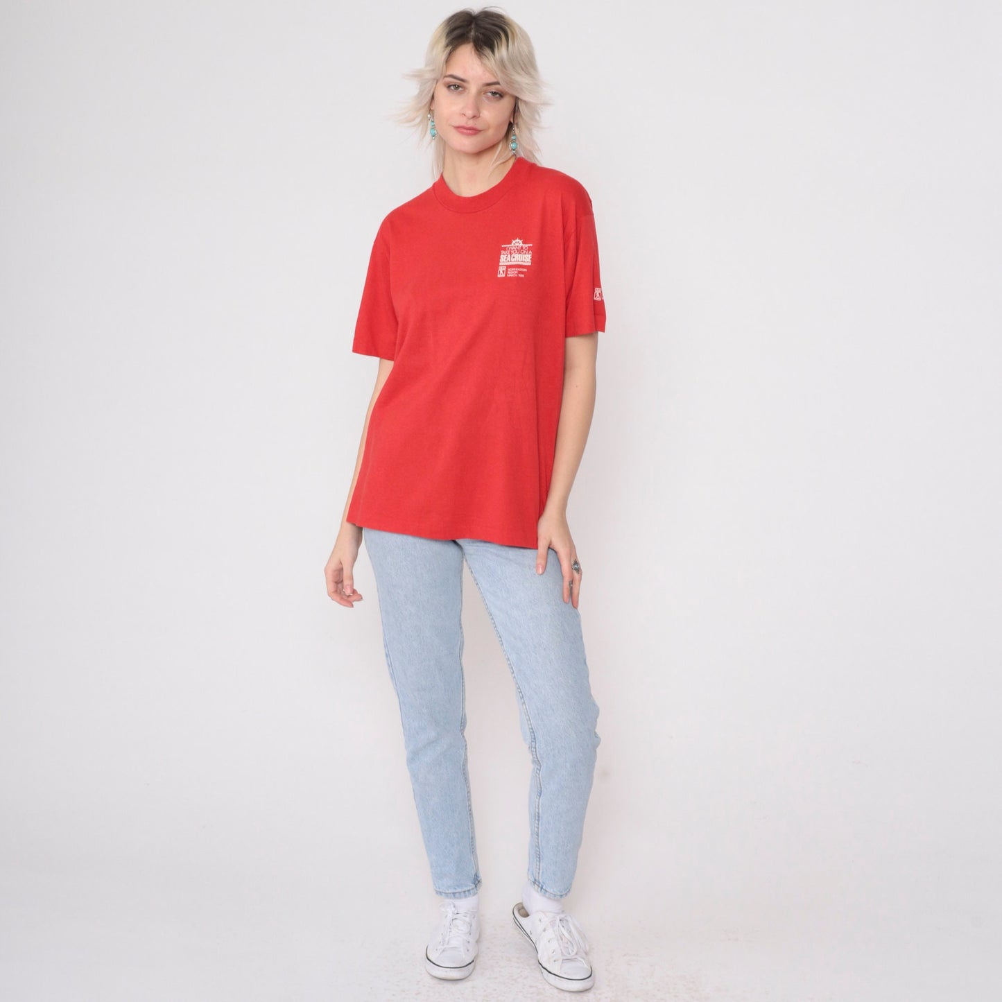 1988 GTE Telephone Company Sea Cruise Graphic T-Shirt Red Medium