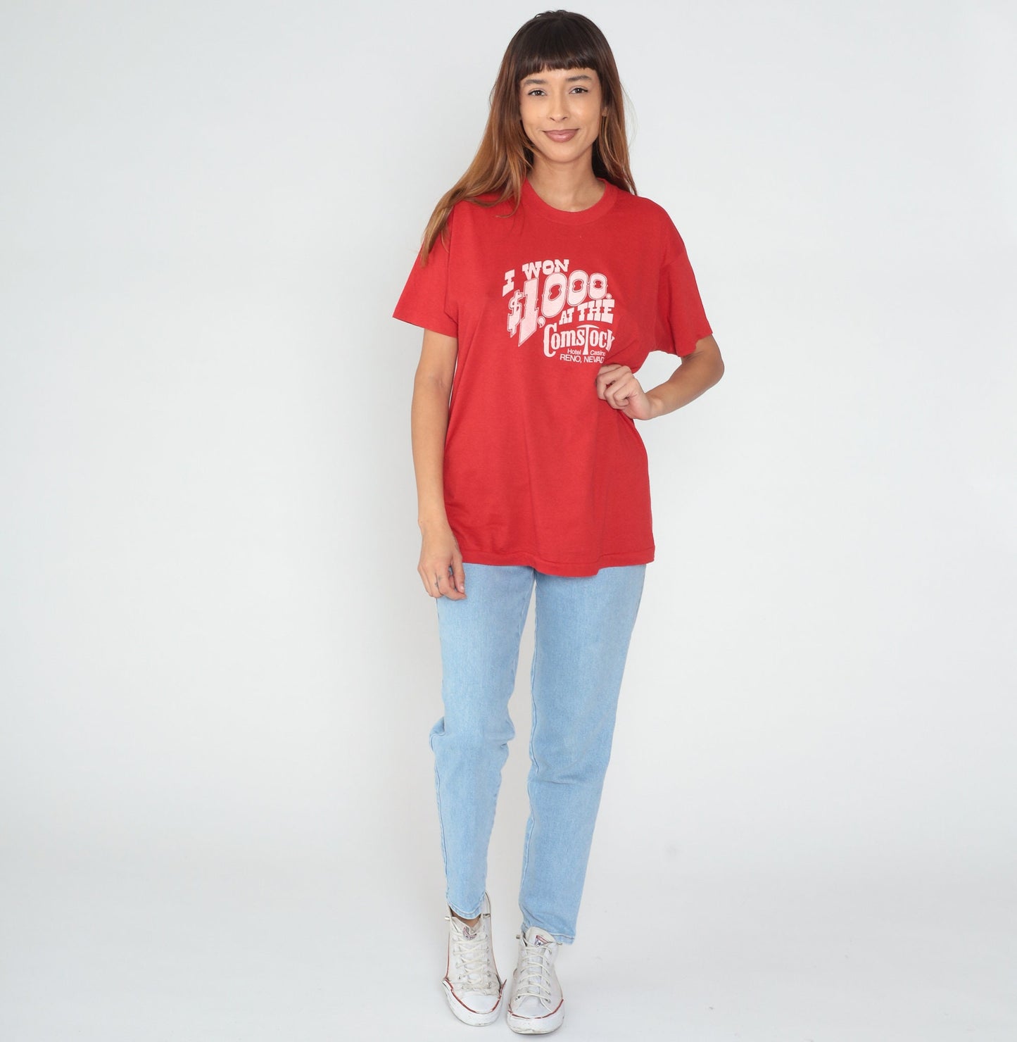 80s Comstock Hotel Casino Reno Nevada Graphic T-Shirt Red Single Stitch Extra Large