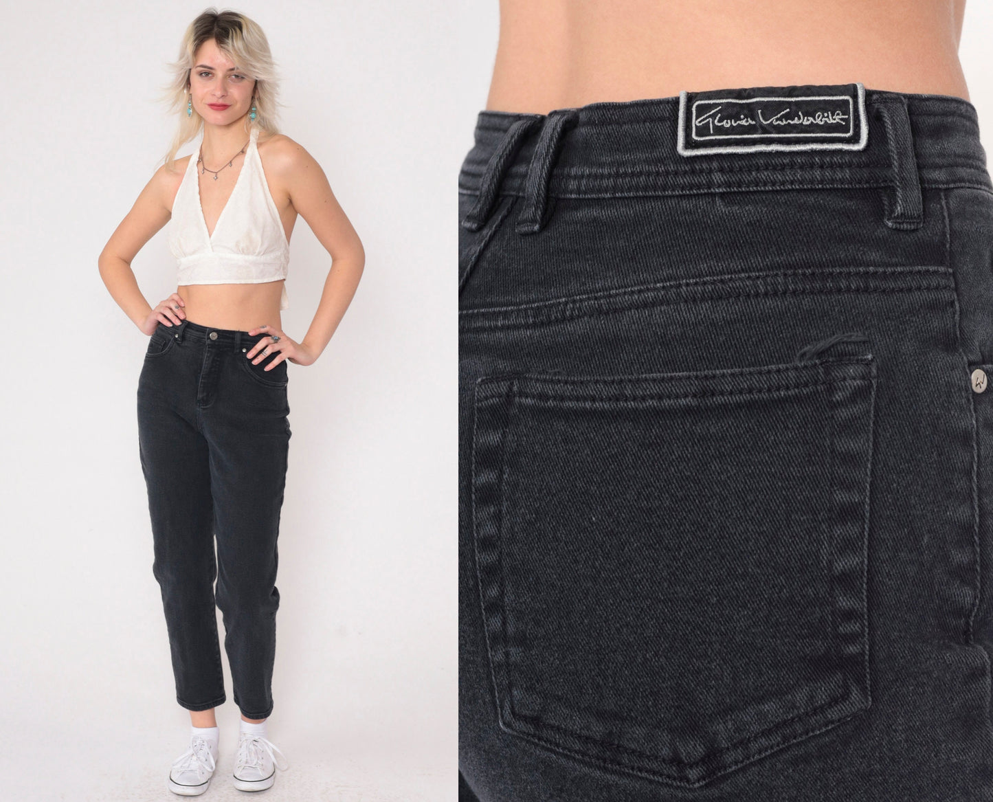 Gloria Vanderbilt 90s Black Skinny Jeans High Rise Stretch Denim Small