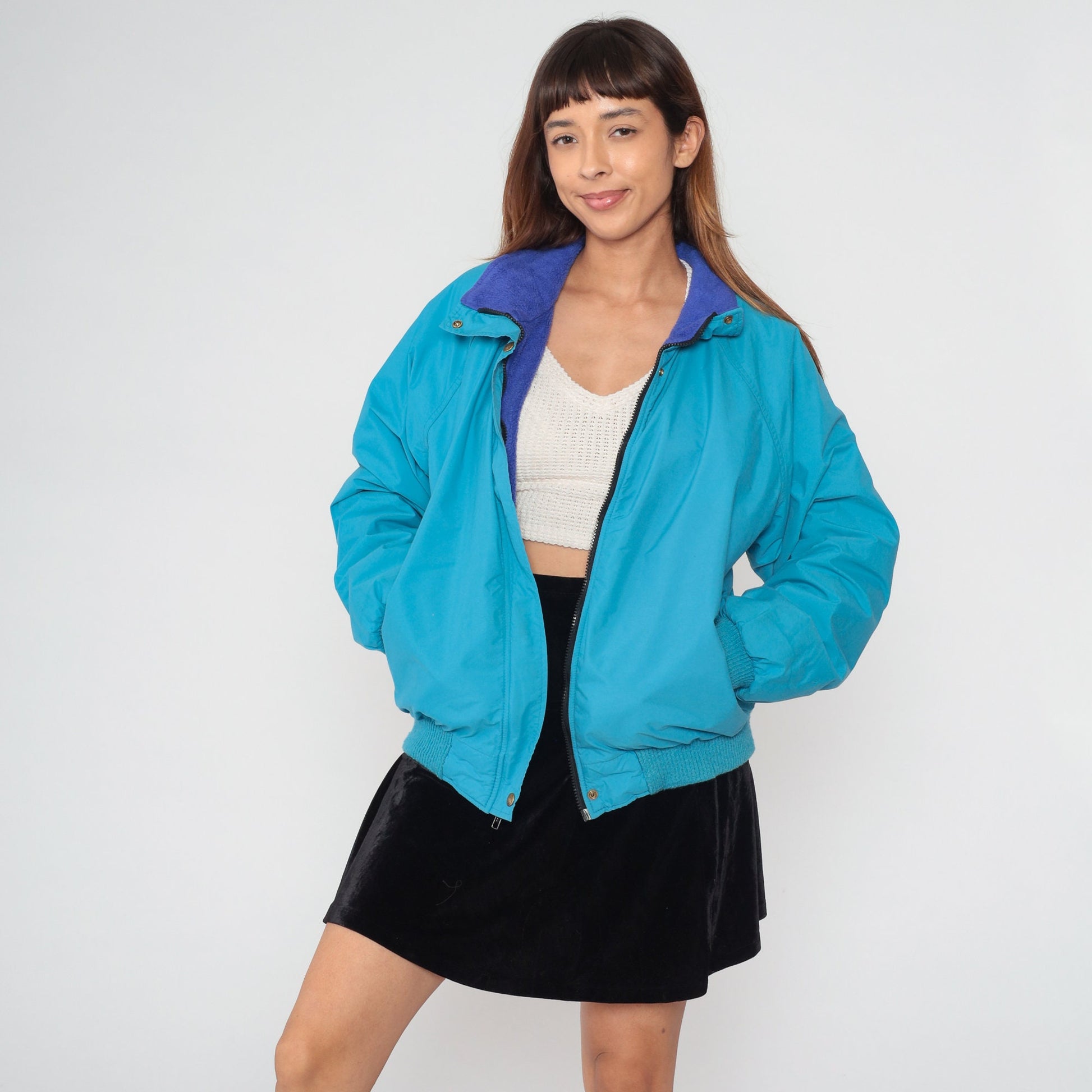 90s REI Goretex Windbreaker Jacket Blue Fleece Lined Large