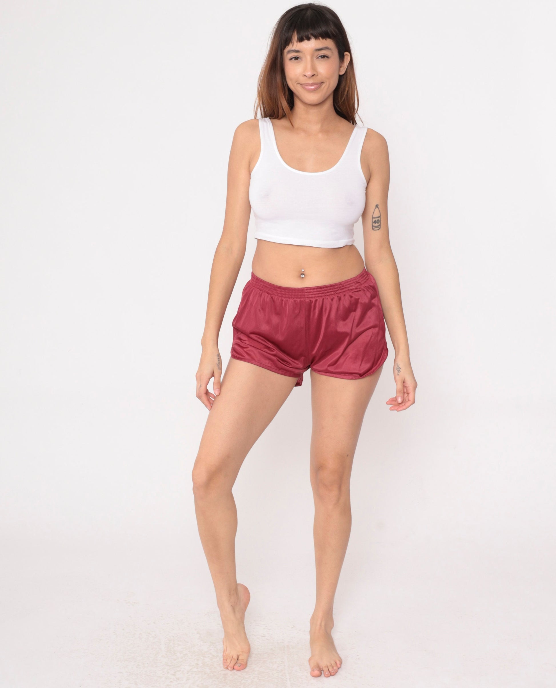 80s Soffe Gym Shorts Raspberry Red High-Waist Dolphin Cut Small