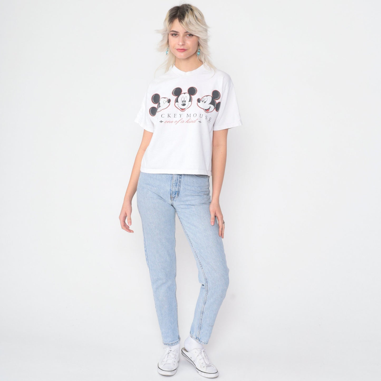 90s Mickey Mouse Graphic T-Shirt Jerry Leigh Cotton Crop Tee Medium