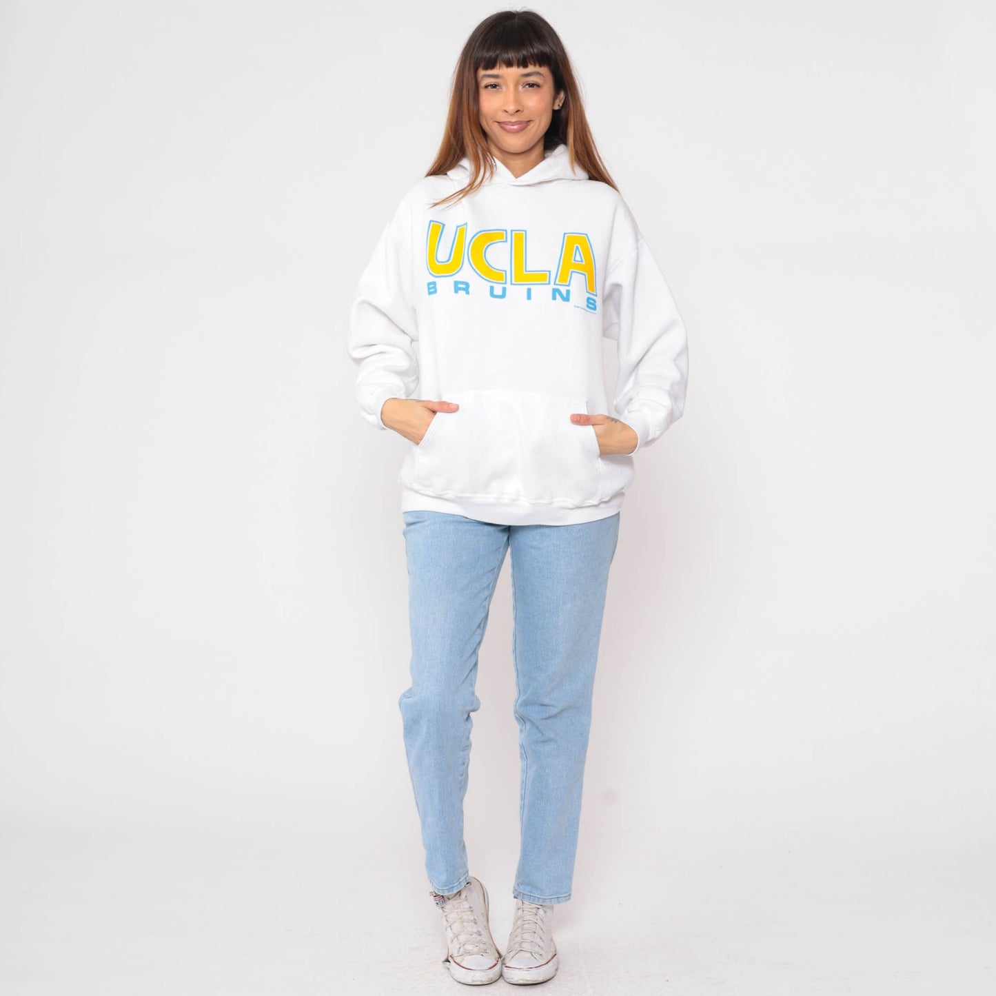 90s UCLA Bruins Hoodie Sweatshirt White Graphic College Large L