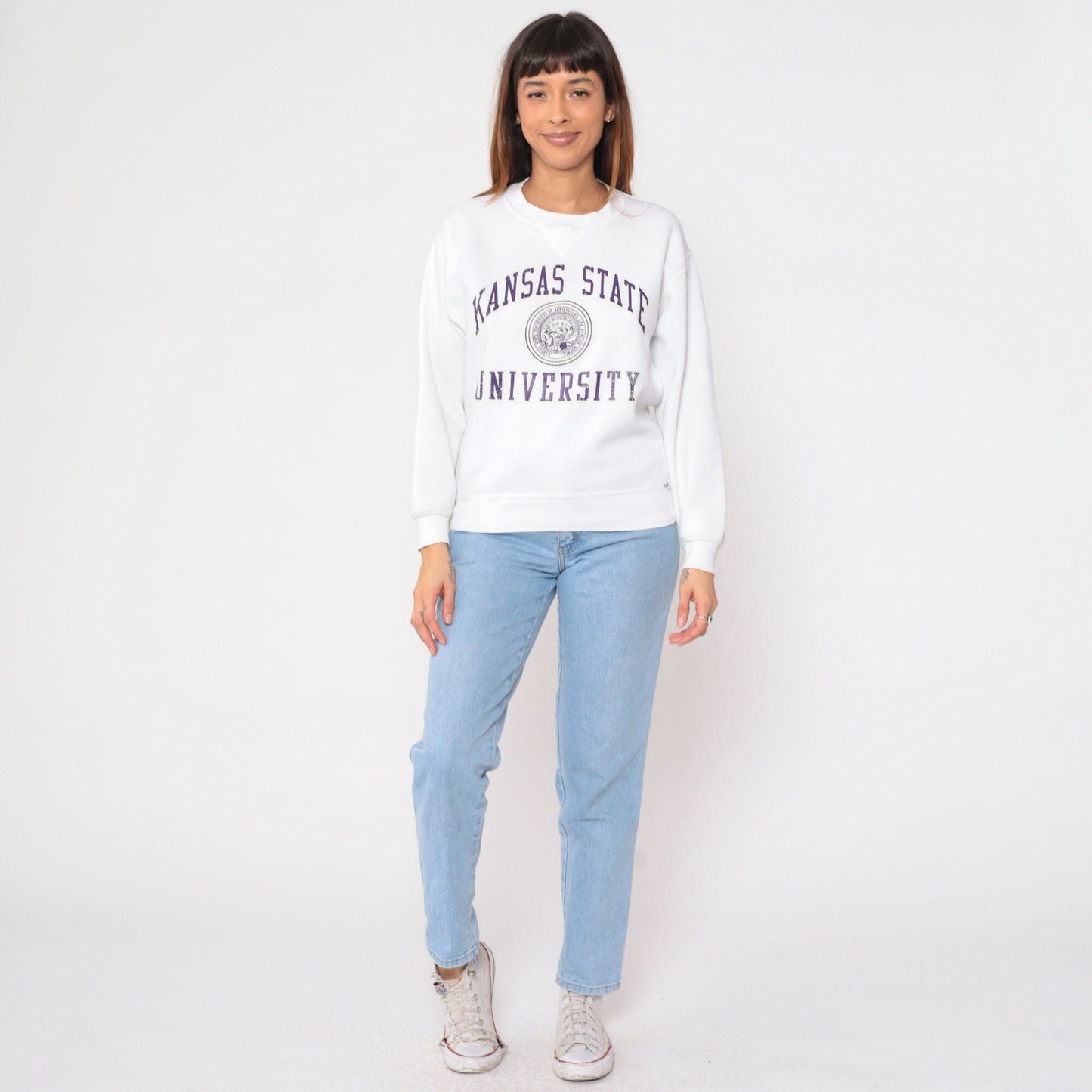 90s Kansas State University Wildcats Russell Athletic Sweatshirt White Medium M