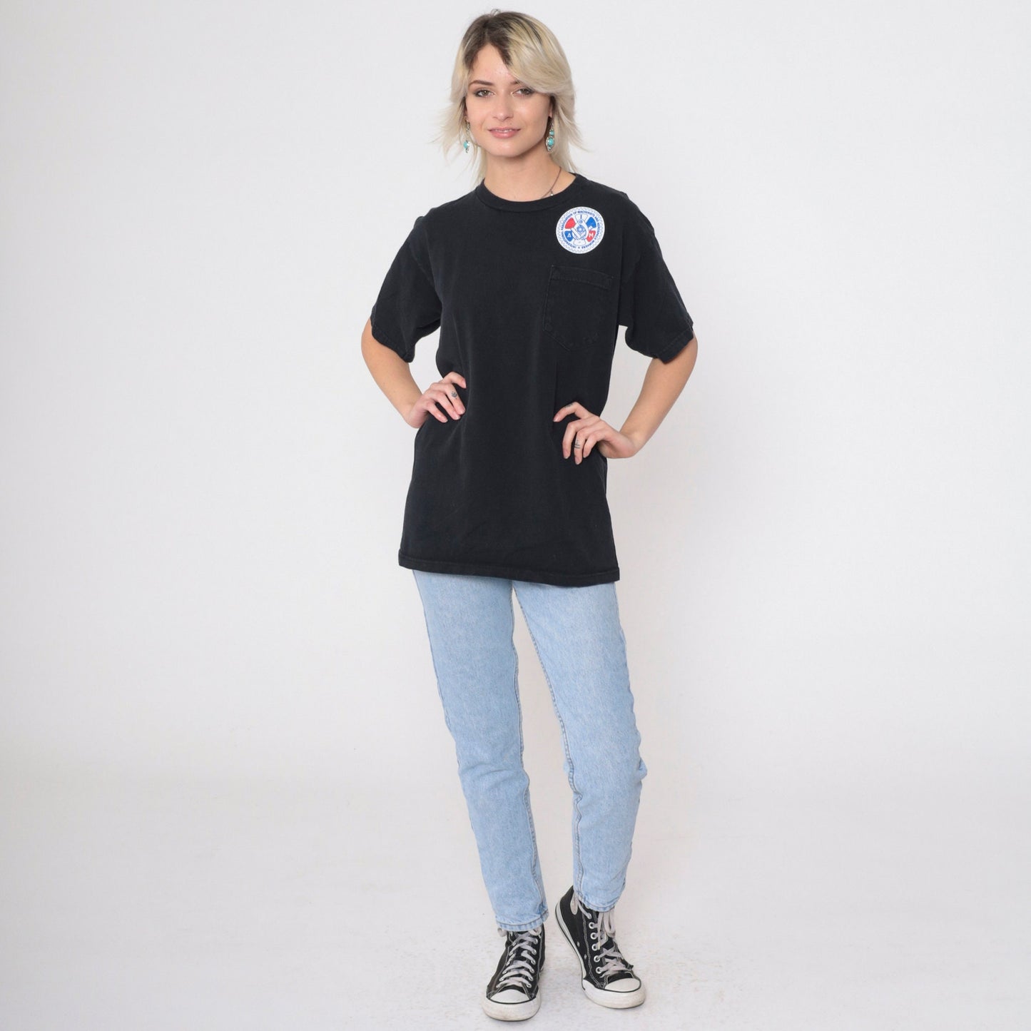 90s International Association of Machinists Aerospace Workers Graphic Tee Black Medium
