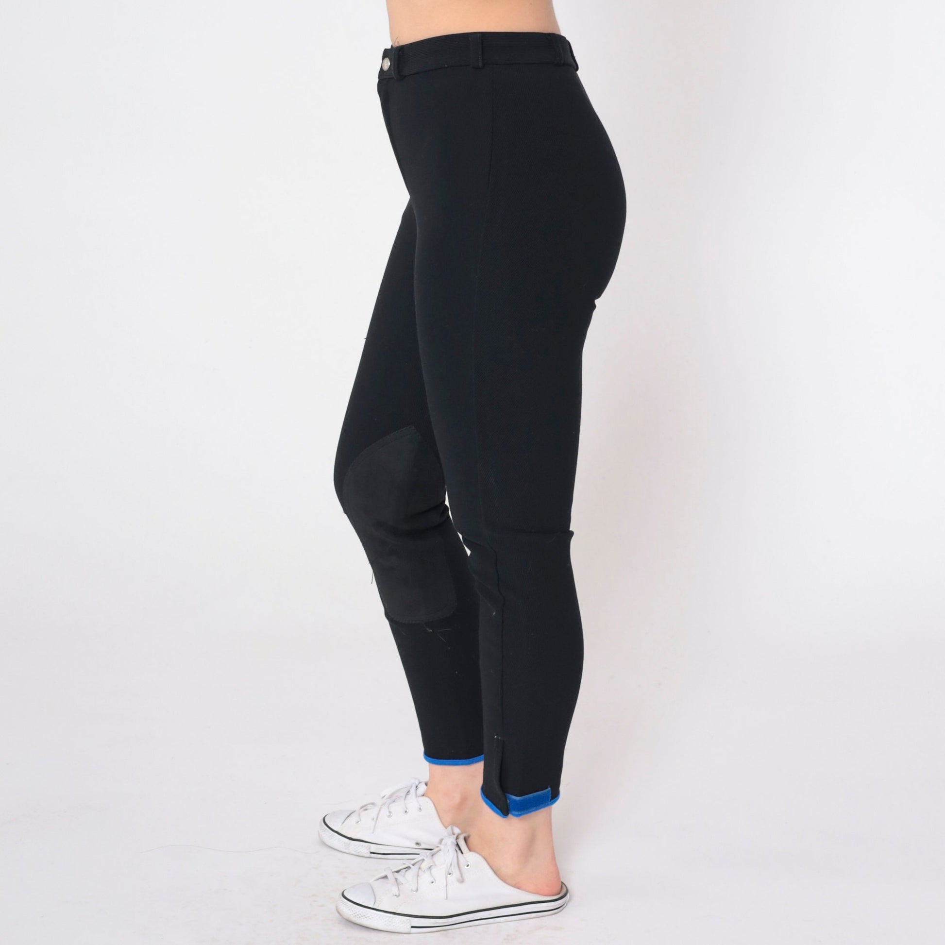 90s Euro-Star Black Riding Breeches High Waist Slim Ankle Equestrian Extra Small