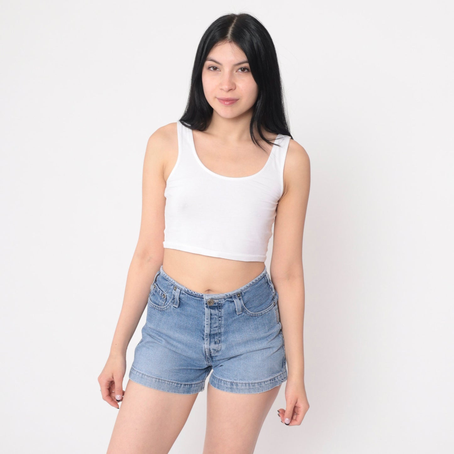 Y2K Silver Jeans Blue Denim Shorts Mid Rise Small 27