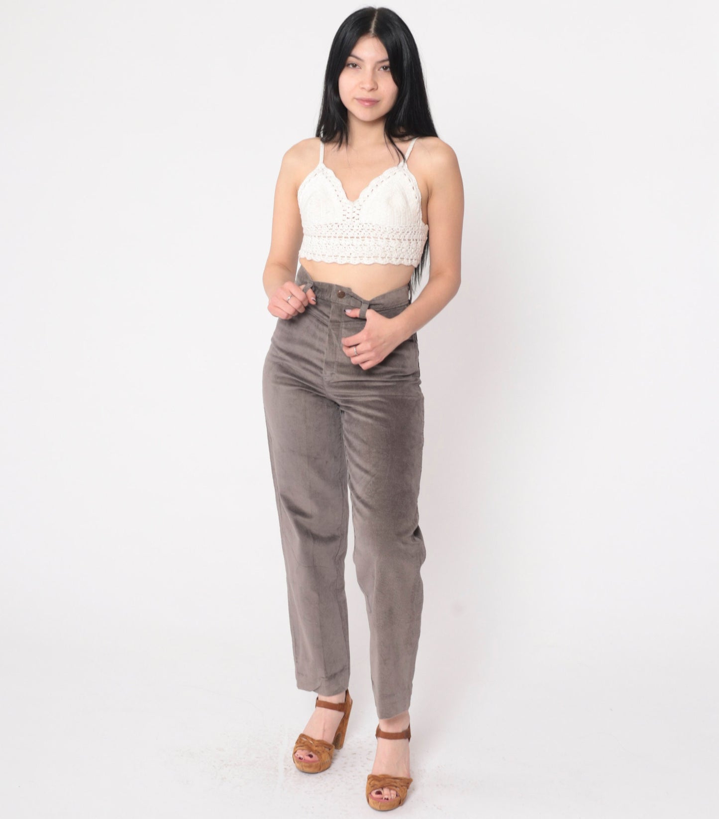 80s Grey High-Waisted Straight Leg Trousers Extra Small XS
