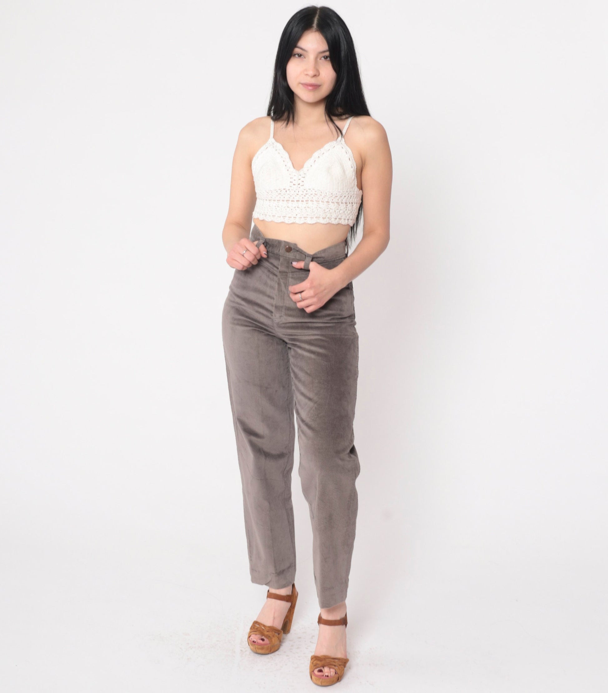 80s Grey High-Waisted Straight Leg Trousers Extra Small XS