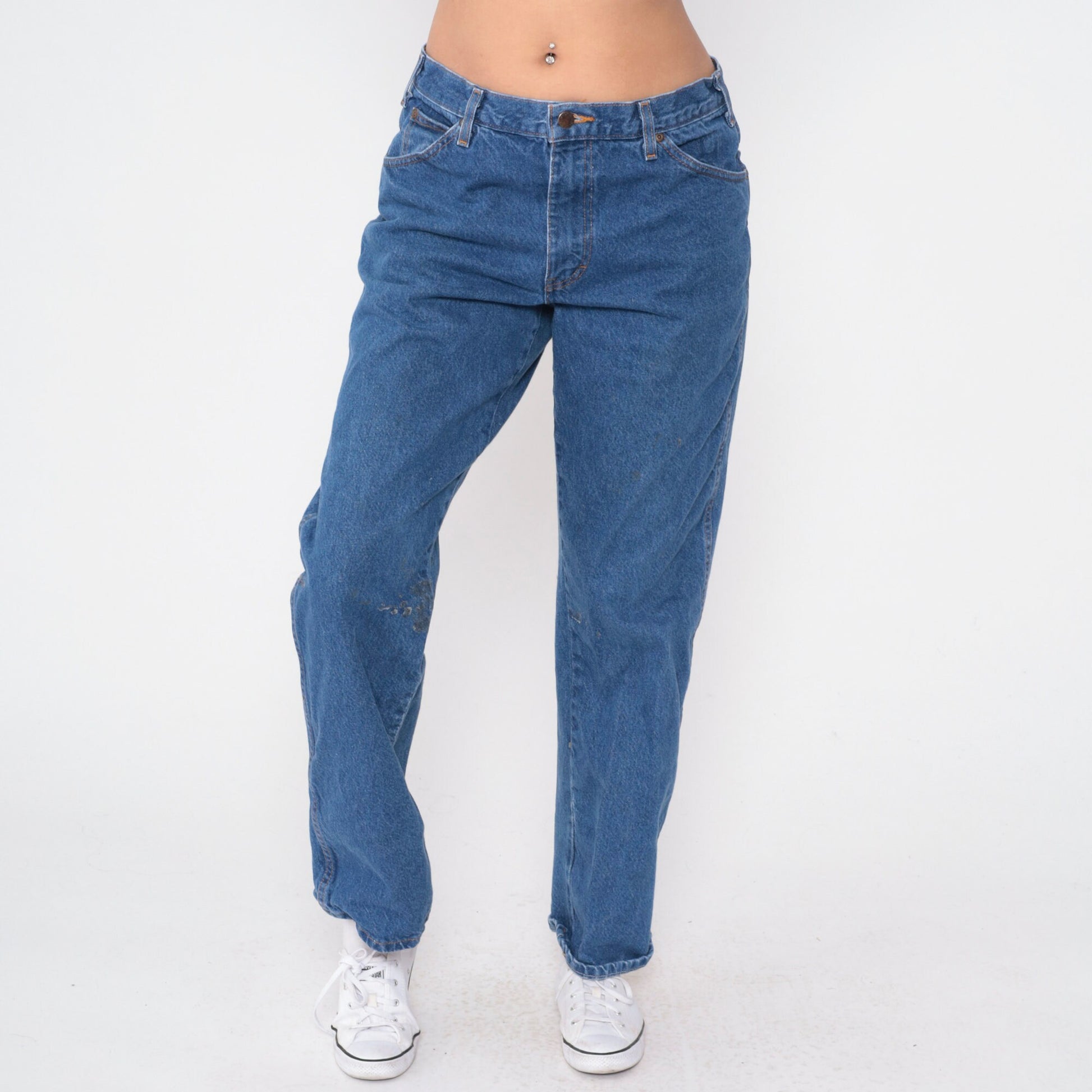 Y2K Dickies Jeans 34x32 High Rise Relaxed Straight Leg Blue Denim Men's