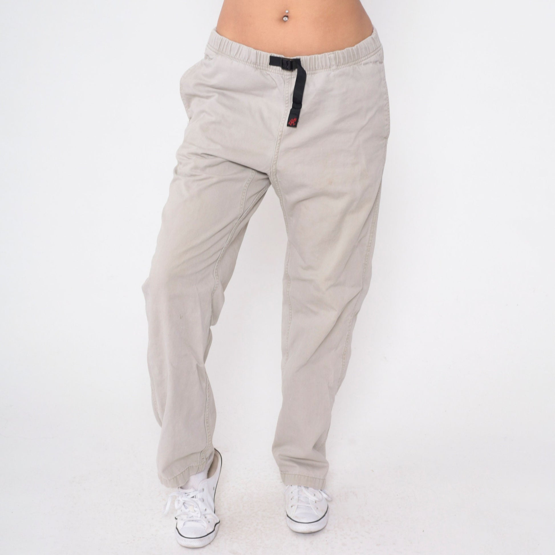 90s Gramicci Stone Grey Cotton Climbing Pants Drawstring Waist Medium