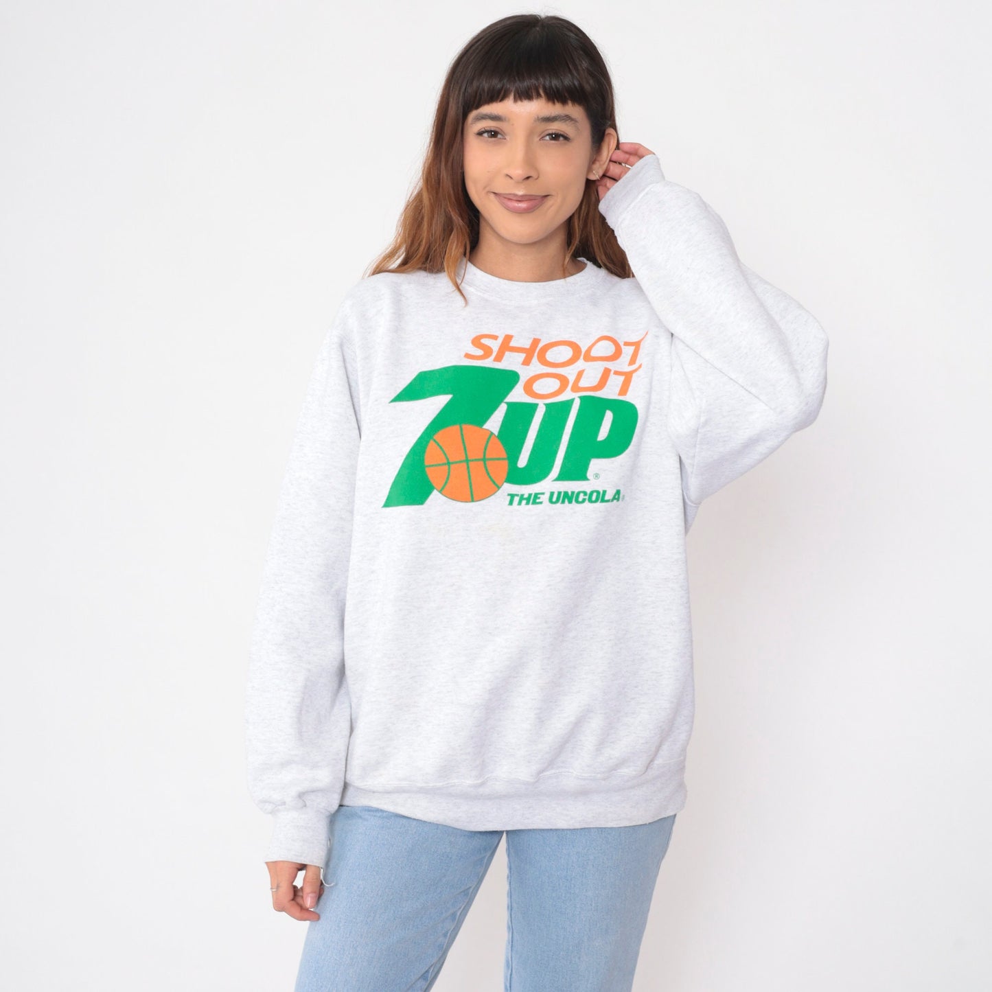 90s Champion 7UP Shoot Out Basketball Sweatshirt Heather Grey Extra Large XXL