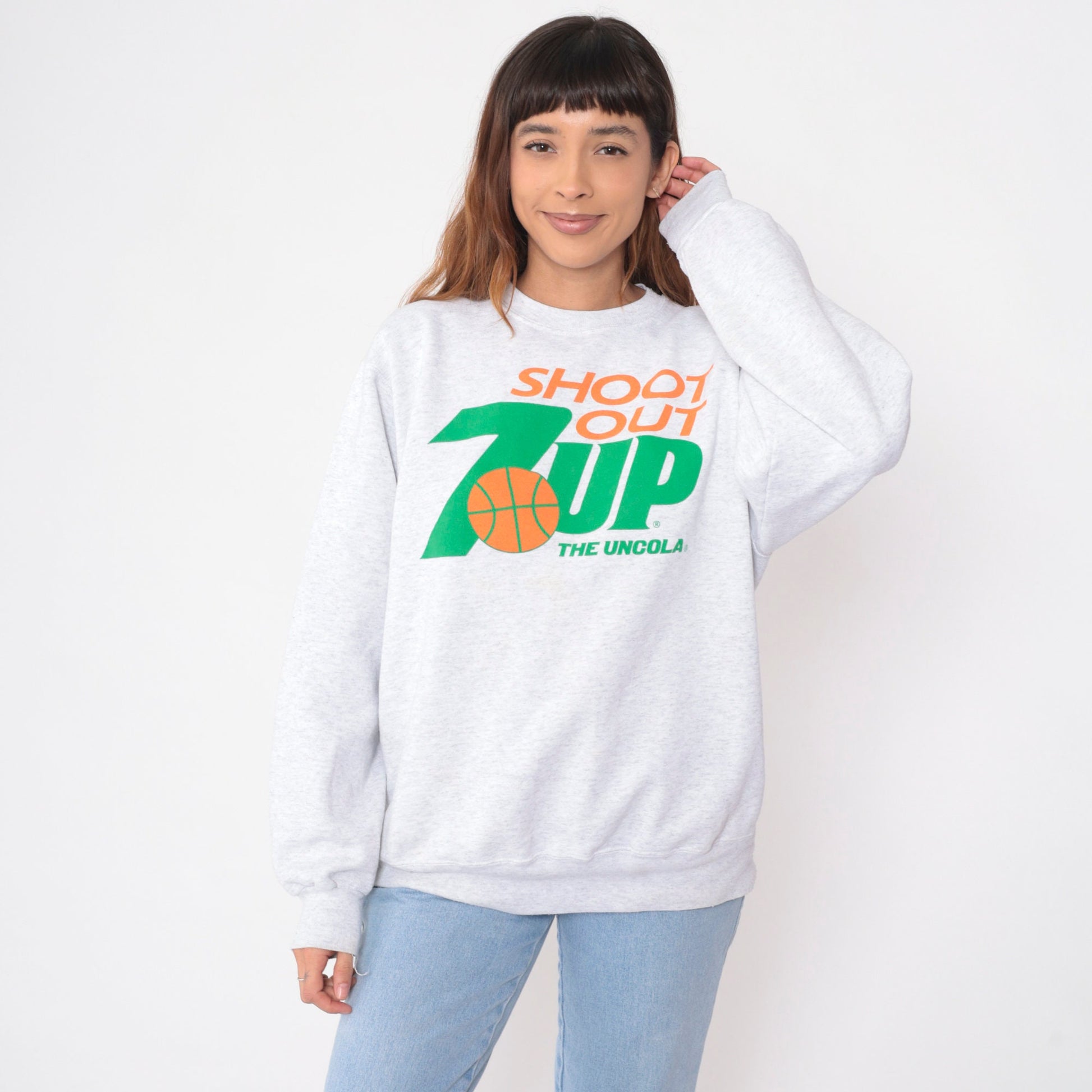 90s Champion 7UP Shoot Out Basketball Sweatshirt Heather Grey Extra Large XXL