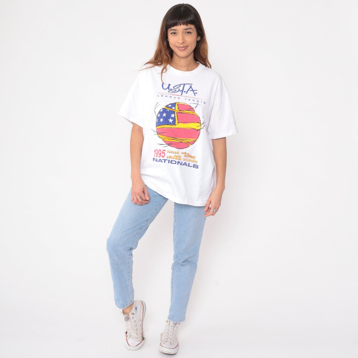 1995 USTA League National Championships Tennis Tee White Cotton Single Stitch Extra Large