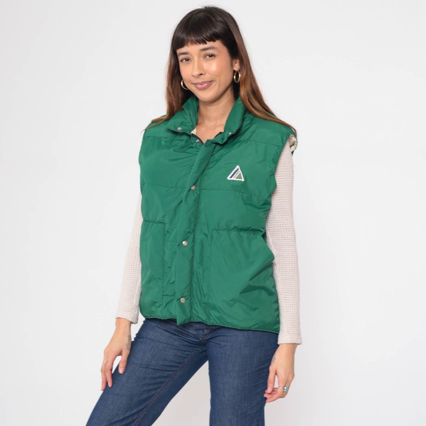80s Ascente Green Goose Down Puffer Vest Sleeveless Winter Medium