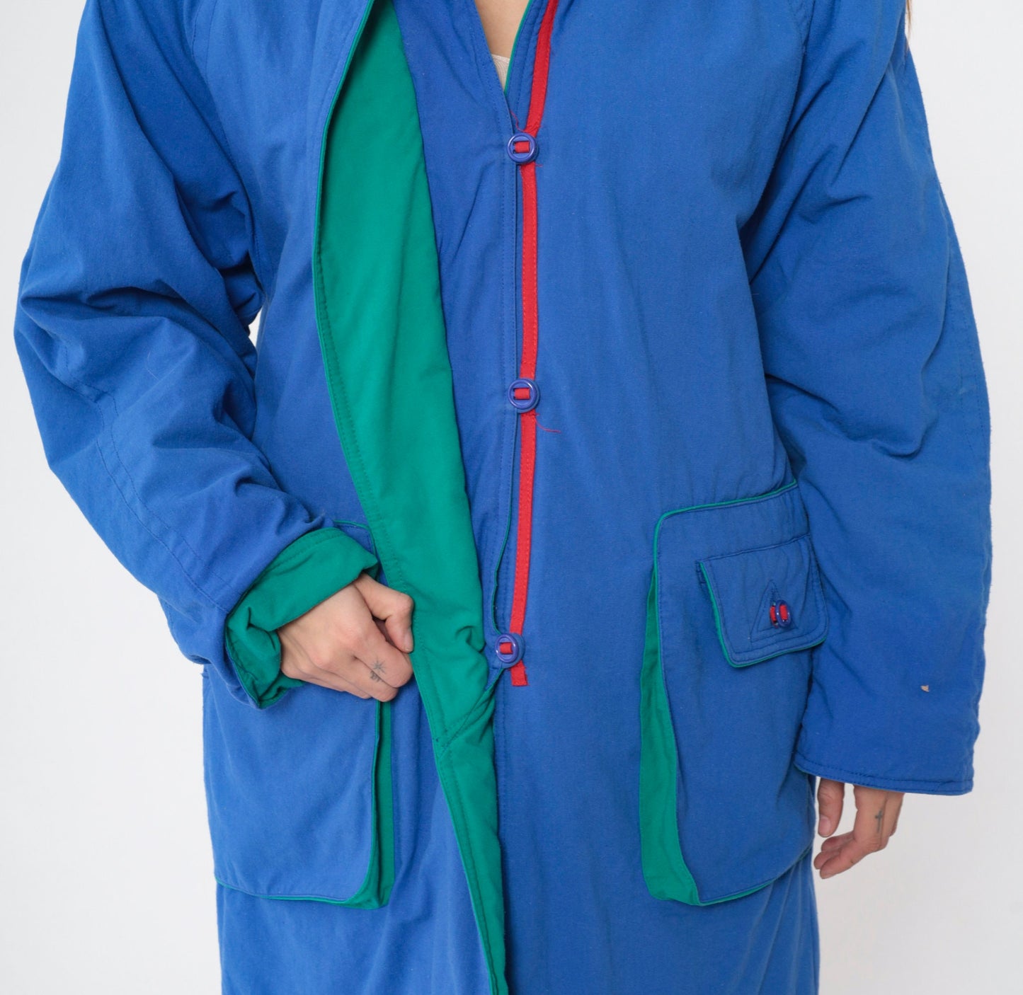 80s Blue Quilted Lining Jacket Storm Shield Epaulette Medium