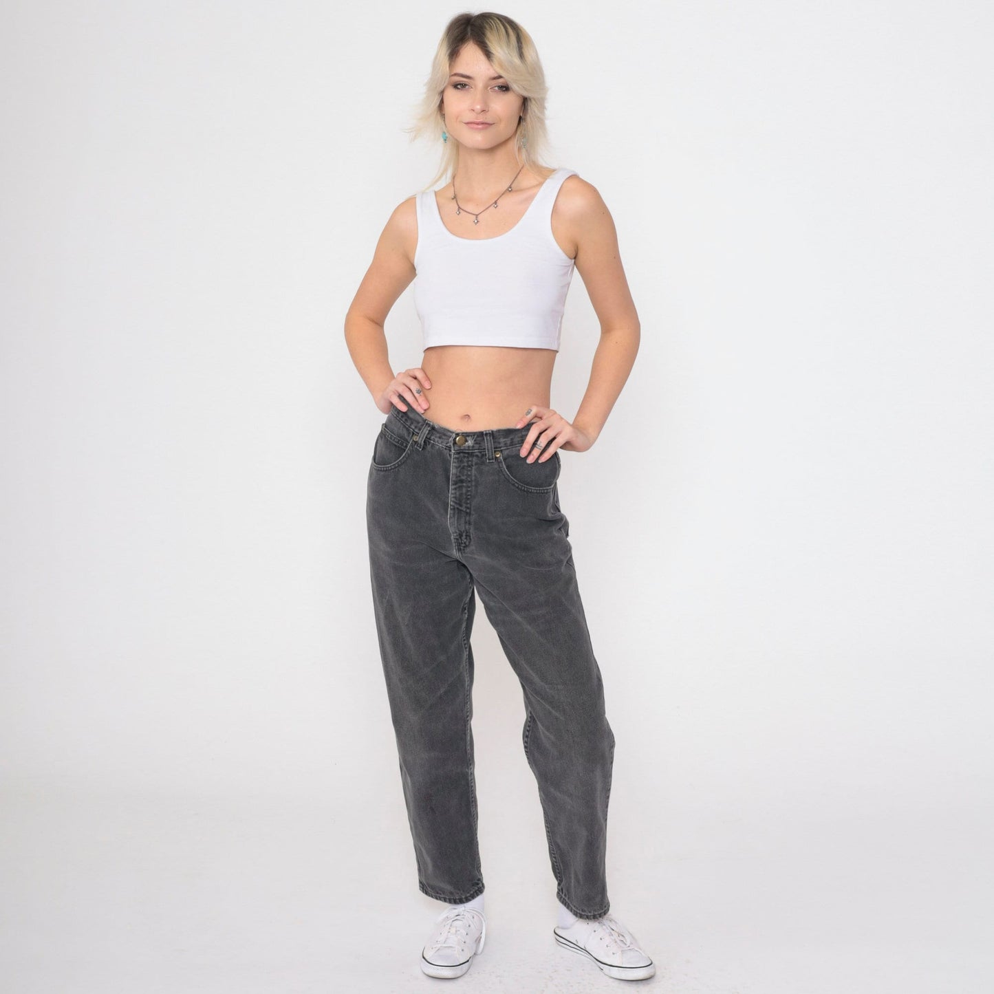 Eddie Bauer 90s Charcoal High-Waist Straight-Leg Jeans Petite Small