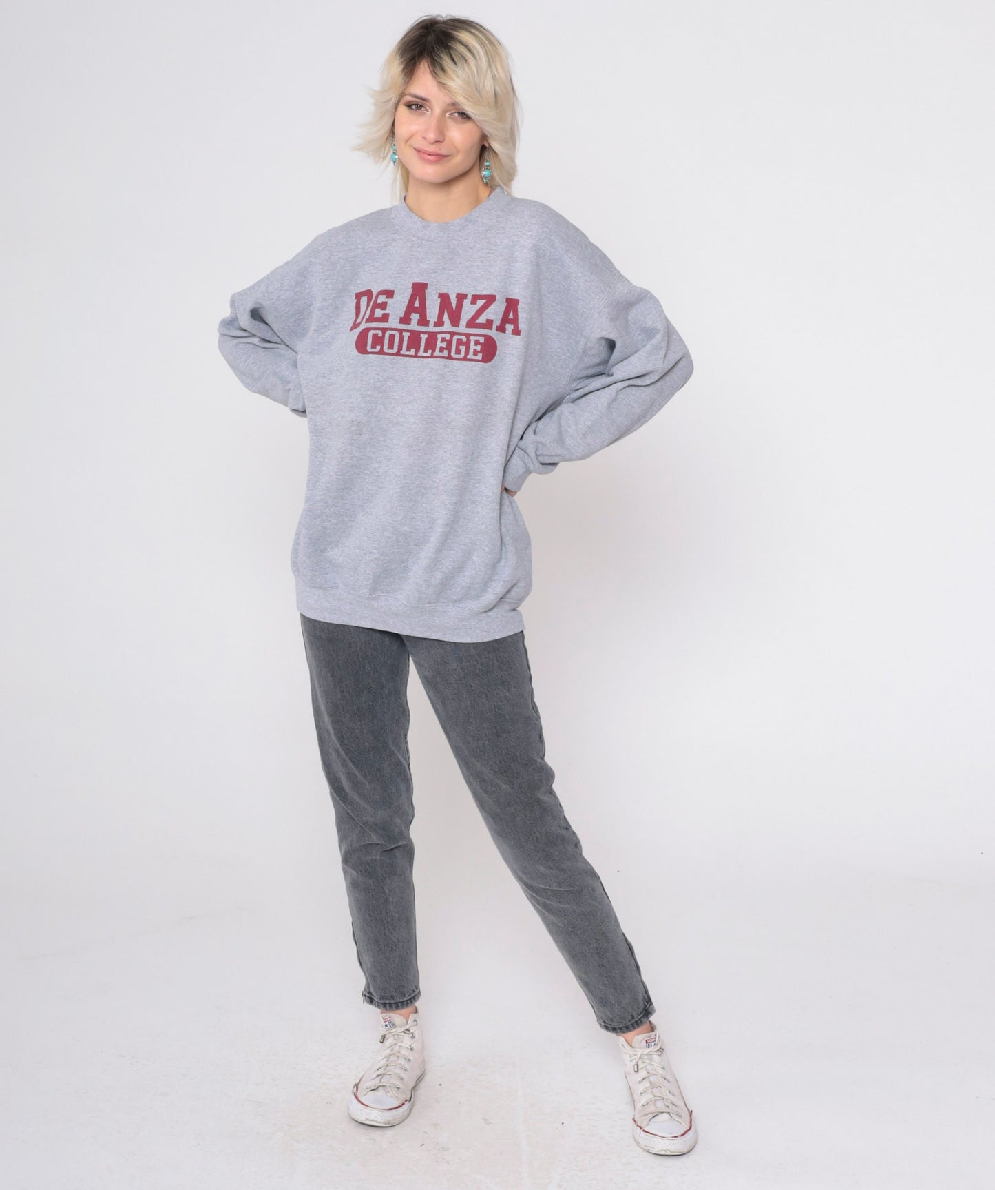 90s De Anza College Sweatshirt Cupertino California Grey Crewneck Large L