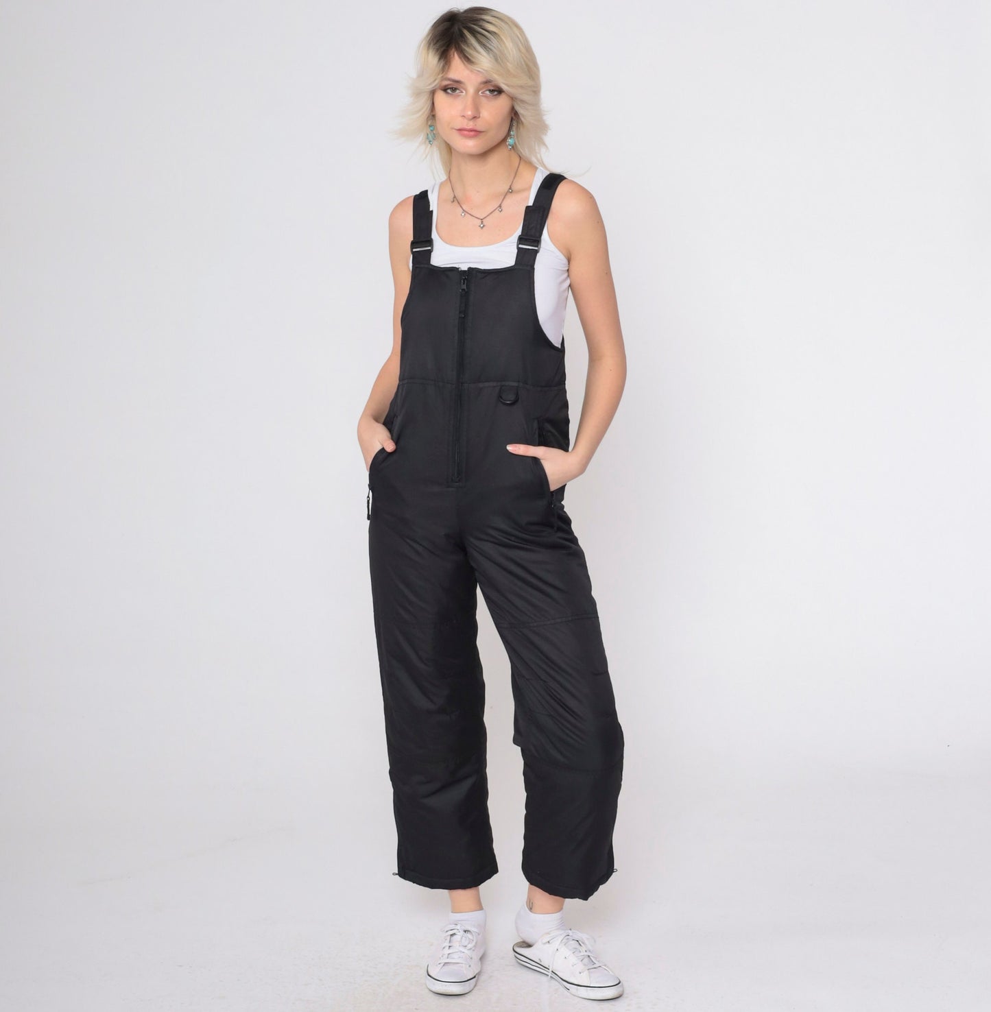 90s Athletech Black Ski Pants Suspender Straps Youth Large